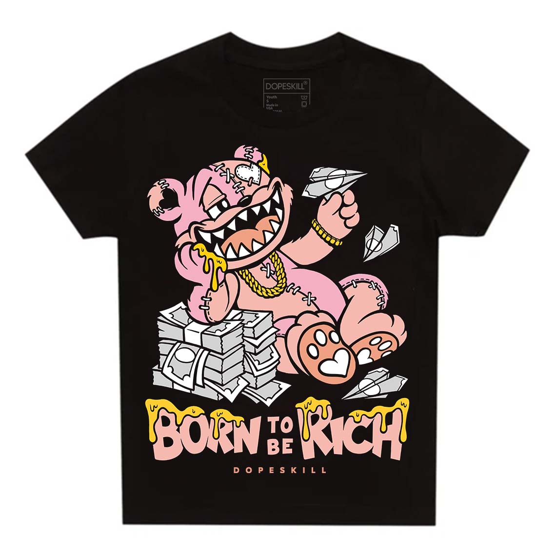 Legend Pink 11s superstreetwear Toddler Kids T-shirt Born To Be Rich Graphic