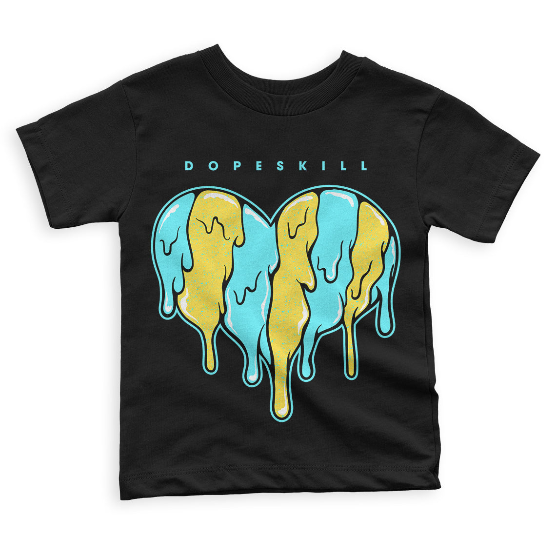 Aqua 5s superstreetwear Toddler Kids T-shirt Slime Drip Heart Graphic