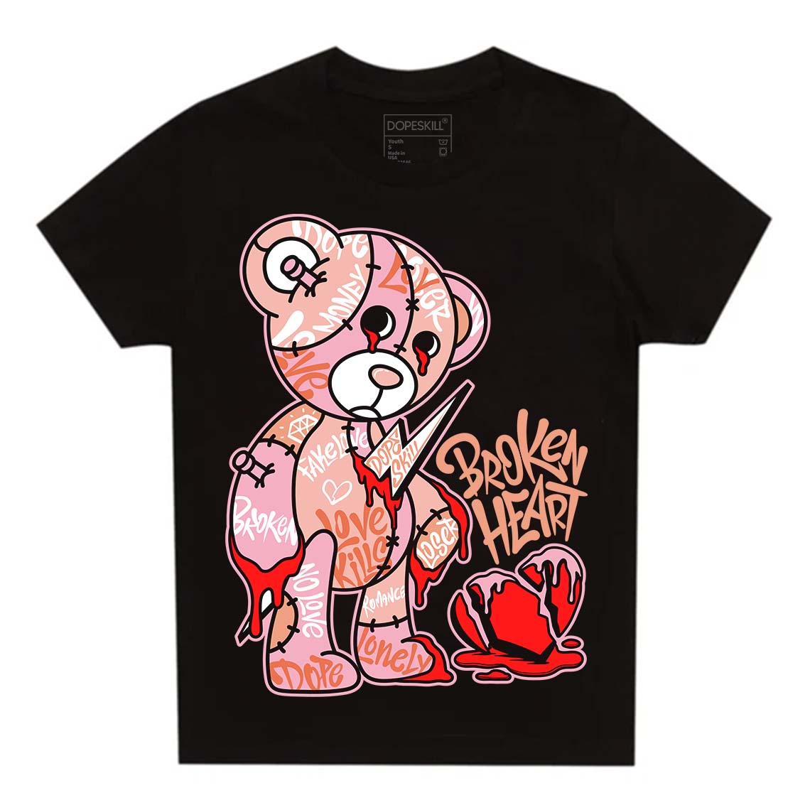 Legend Pink 11s superstreetwear Toddler Kids T-shirt Broken Heart Graphic