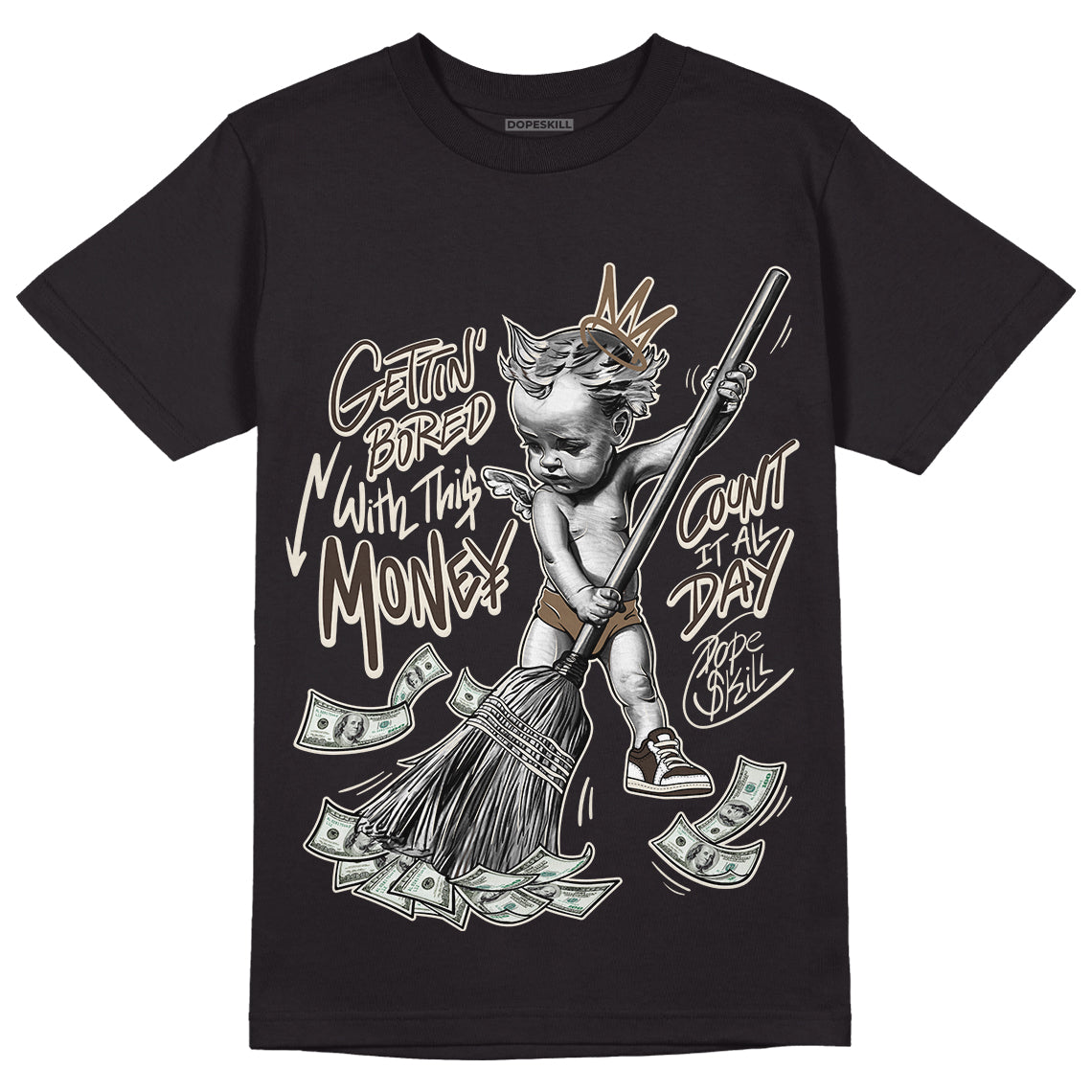 AJ 1 Low OG a??Reverse Mochaa?? superstreetwear T-Shirt Gettin Bored With This Money Graphic