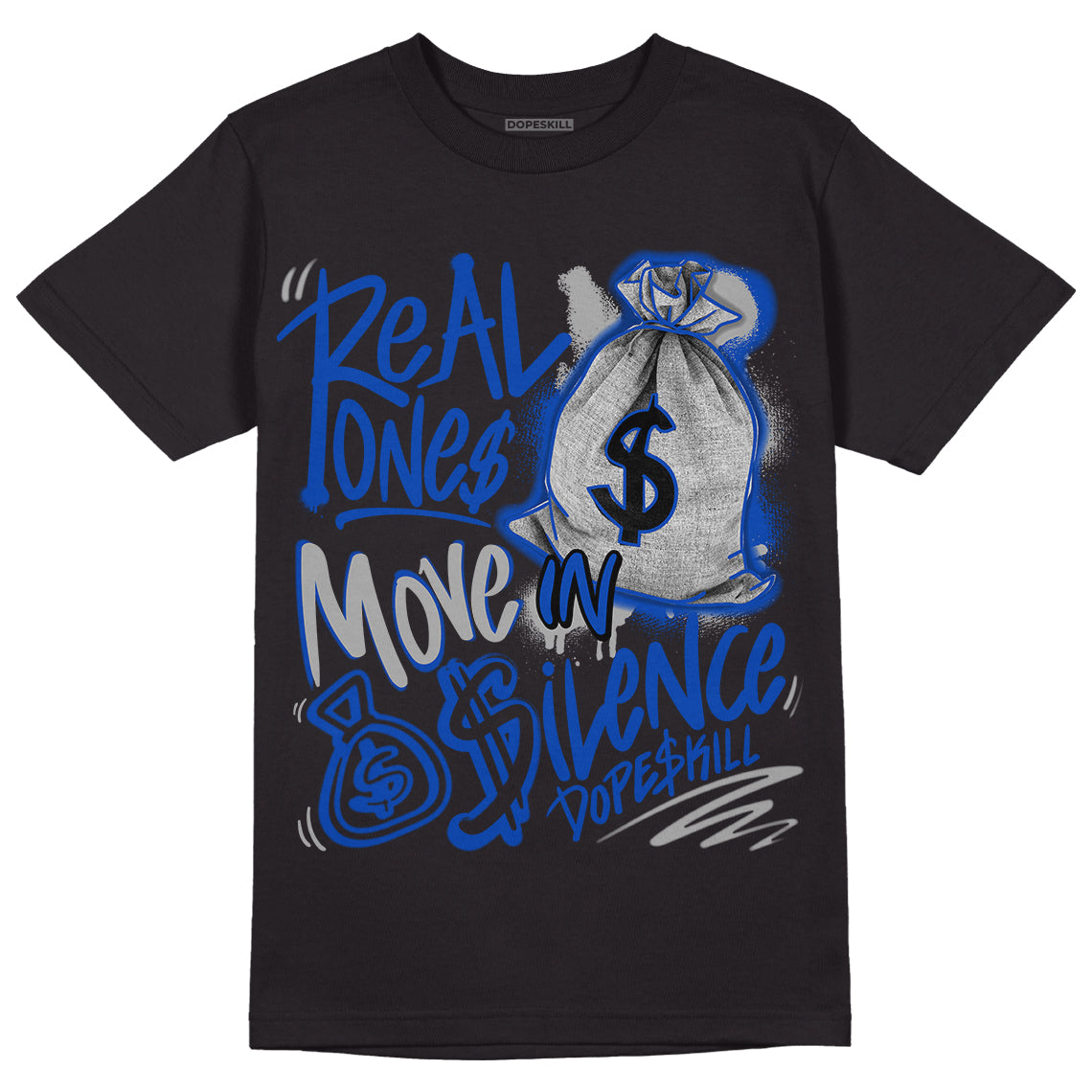 AJ 5 Racer Blue superstreetwear T-Shirt Real Ones Move In Silence Graphic