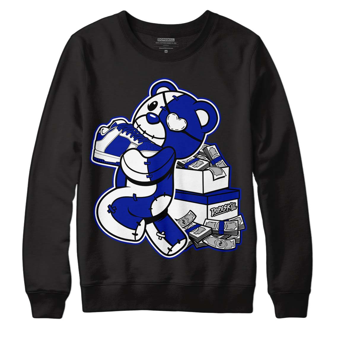 Racer Blue White Dunk Low superstreetwear Sweatshirt Bear Steals Sneaker Graphic