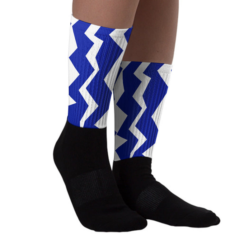 Racer Blue White Dunk Low Sublimated Socks ZicZac Graphic