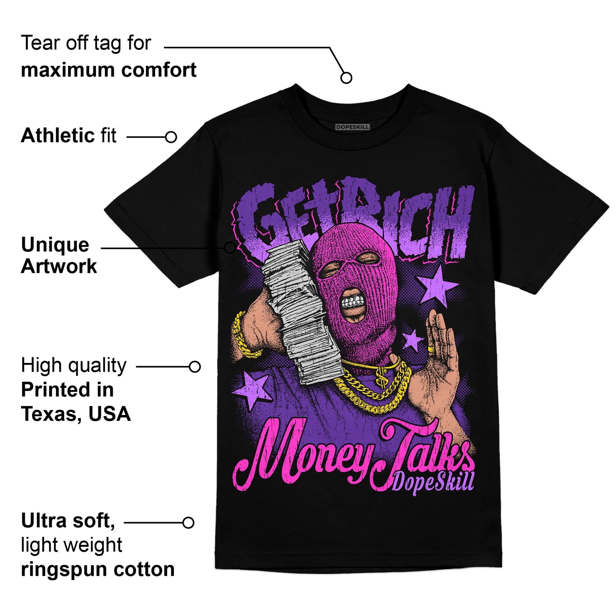 PURPLE Collection superstreetwear T-Shirt Get Rich Graphic