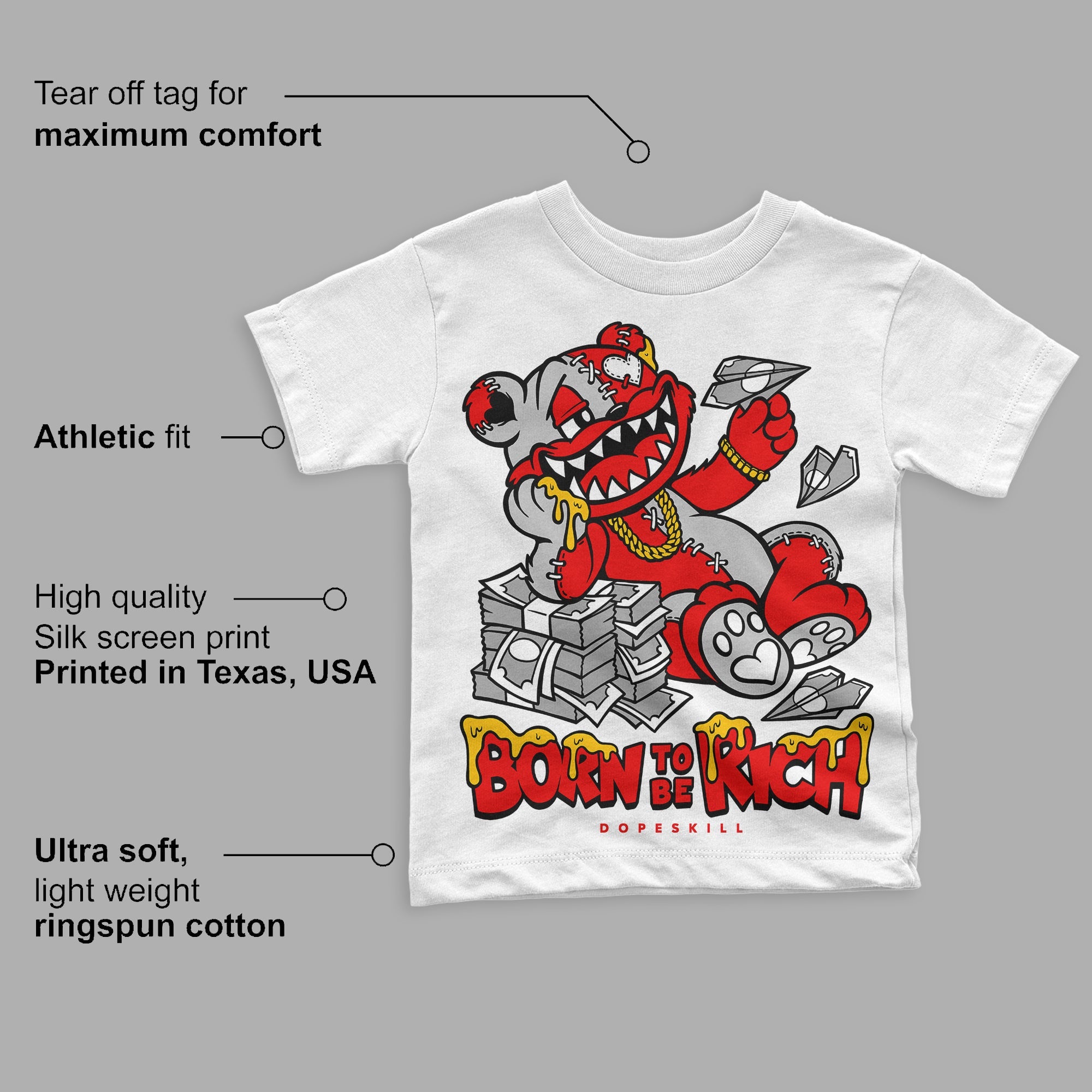 Cherry 12s superstreetwear Toddler Kids T-shirt Born To Be Rich Graphic