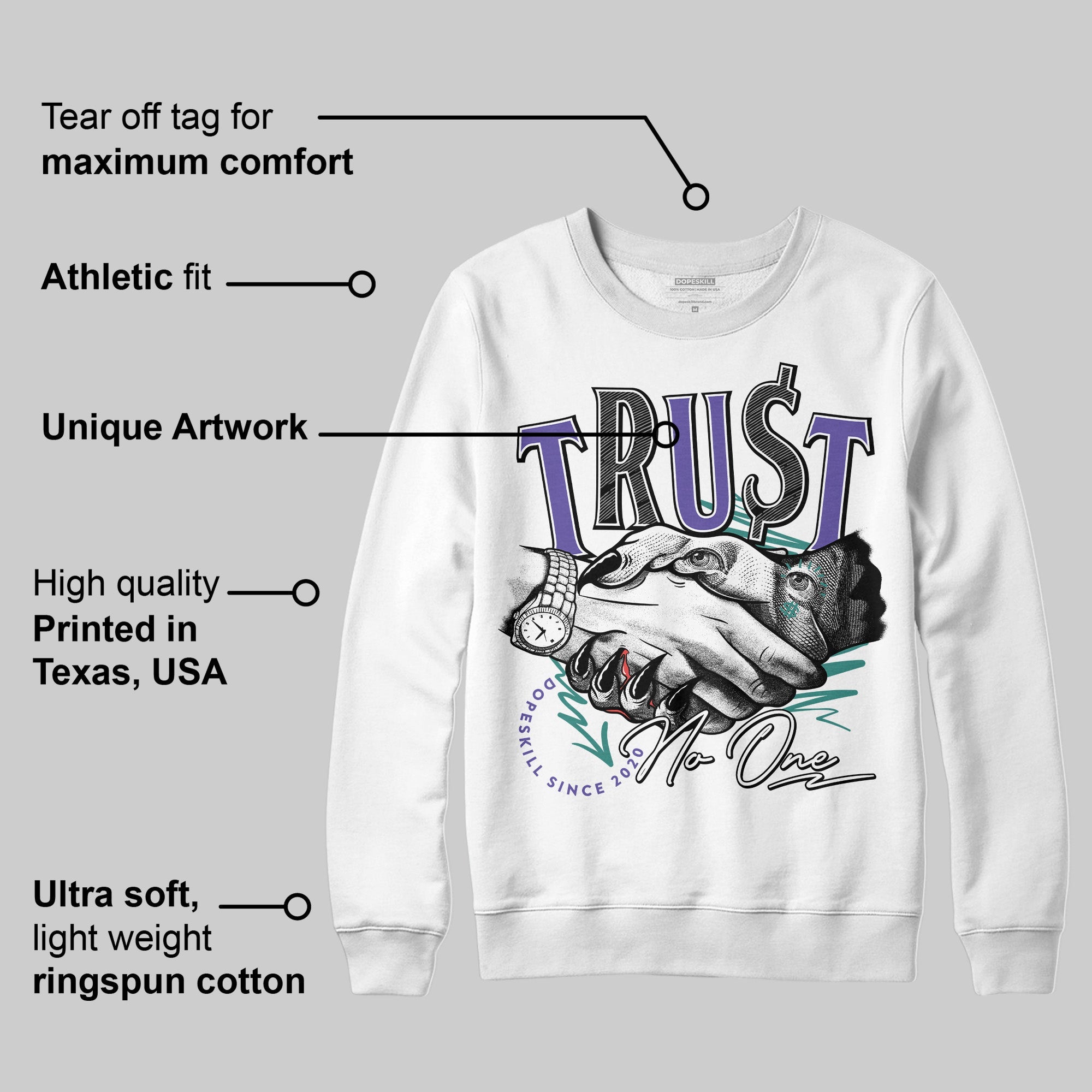 Grape 5s superstreetwear Sweatshirt Trust No One Graphic