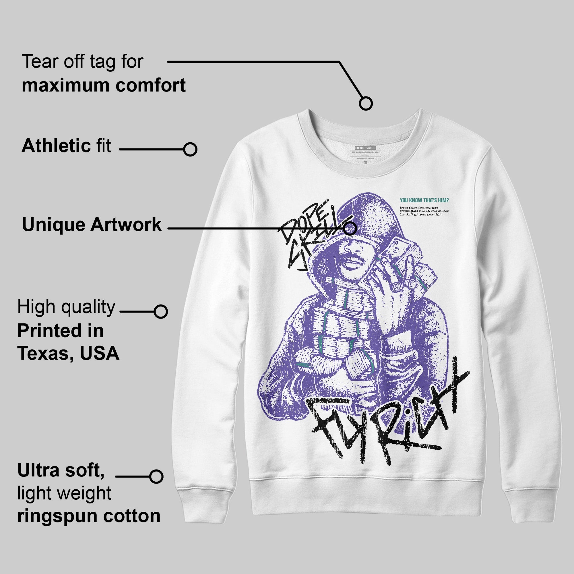 Grape 5s superstreetwear Sweatshirt Fly Rich Graphic