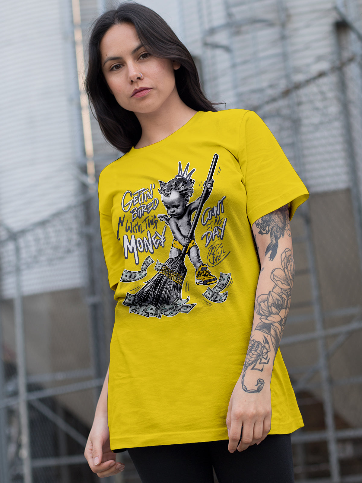 AJ 4 Lightning superstreetwear Tour Yellow T-shirt Gettin Bored With This Money Graphic