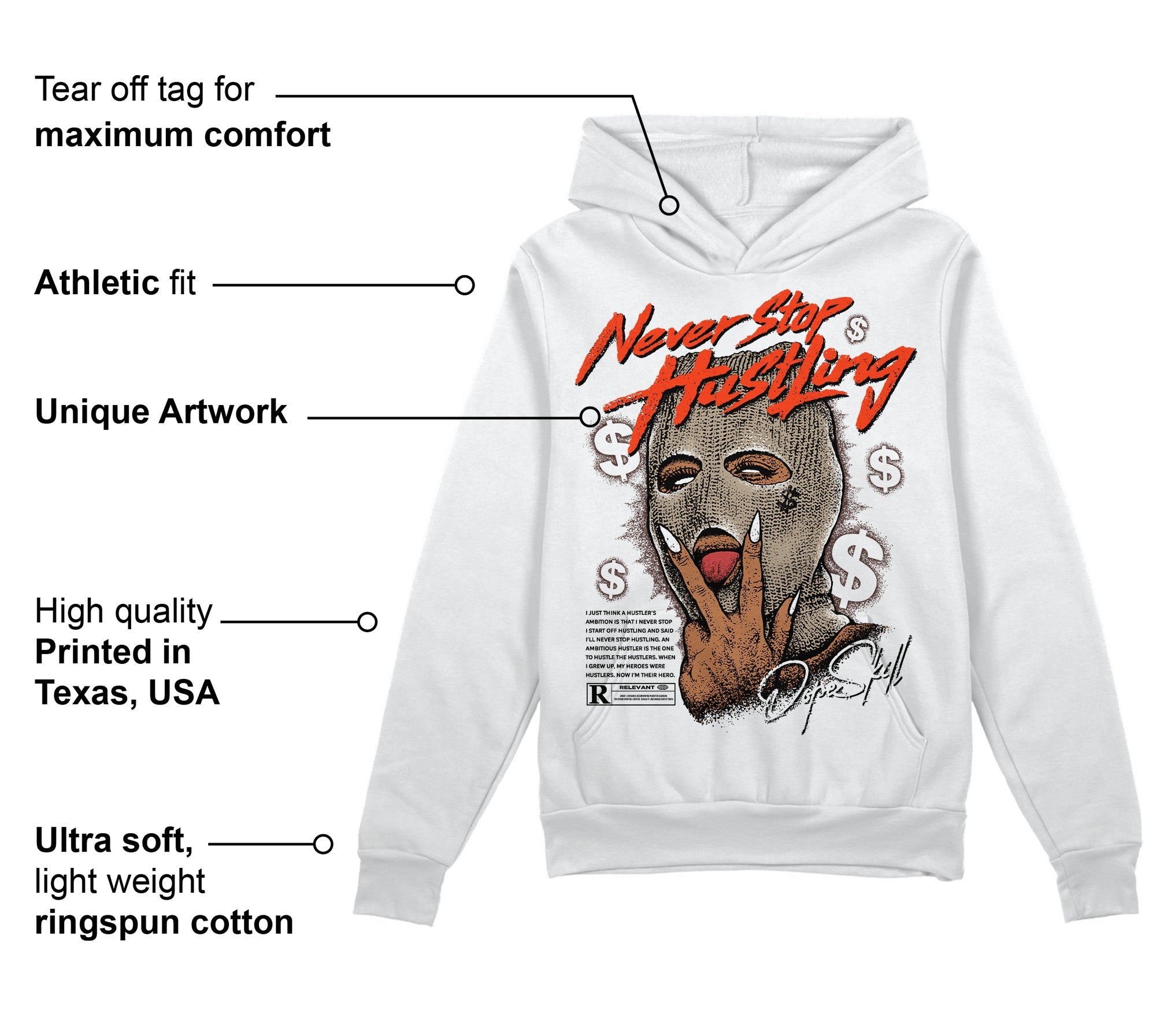 Latte 1s superstreetwear Hoodie Sweatshirt Never Stop Hustling Graphic