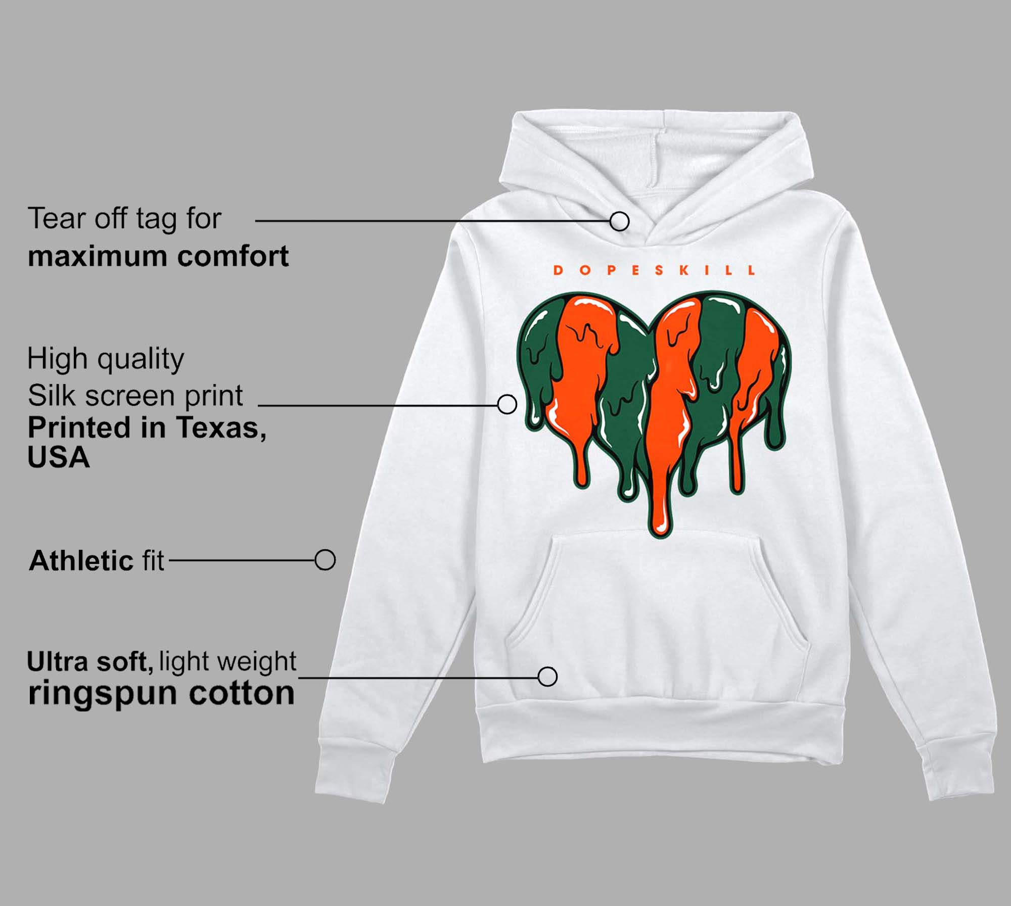 Dunk Low Team Dark Green Orange superstreetwear Hoodie Sweatshirt Slime Drip Heart Graphic