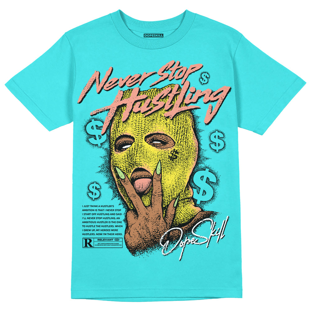 Cyan Burst 9060 superstreetwear Virtual Blue T-Shirt Never Stop Hustling Graphic