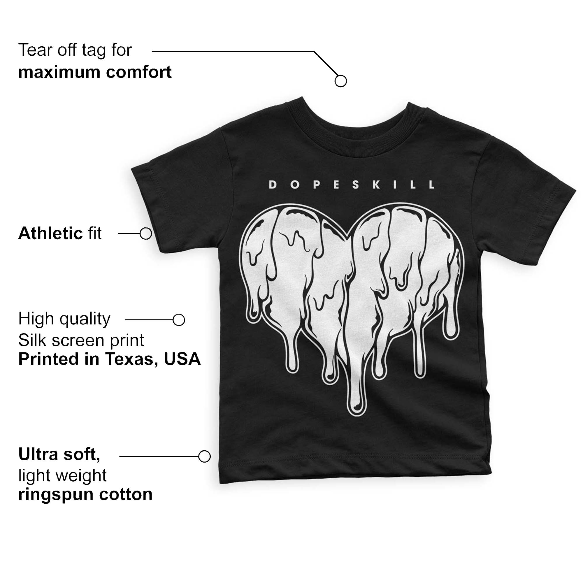 Panda White Black Dunk Low superstreetwear Toddler Kids T-shirt Slime Drip Heart Graphic