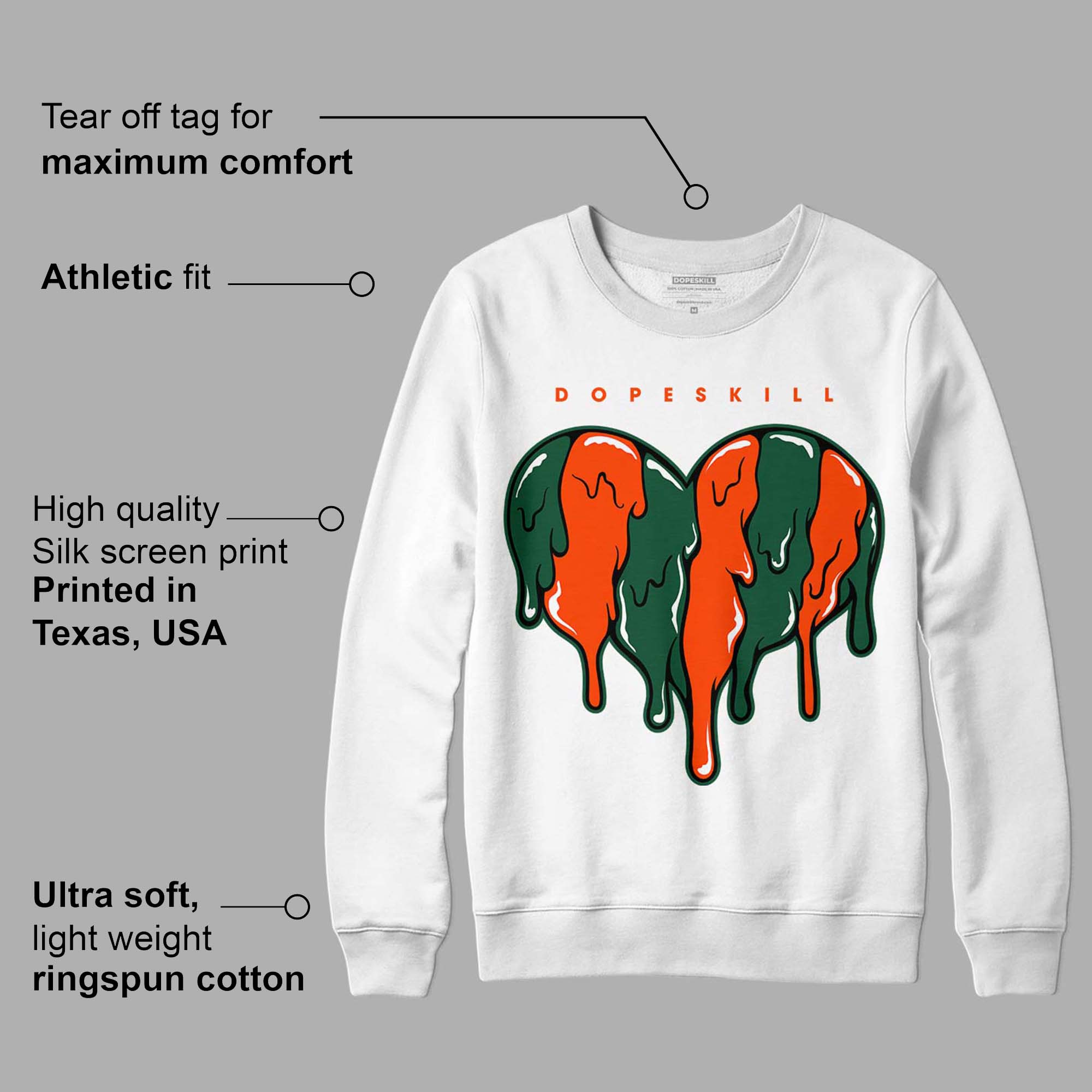 Dunk Low Team Dark Green Orange superstreetwear Sweatshirt Slime Drip Heart Graphic