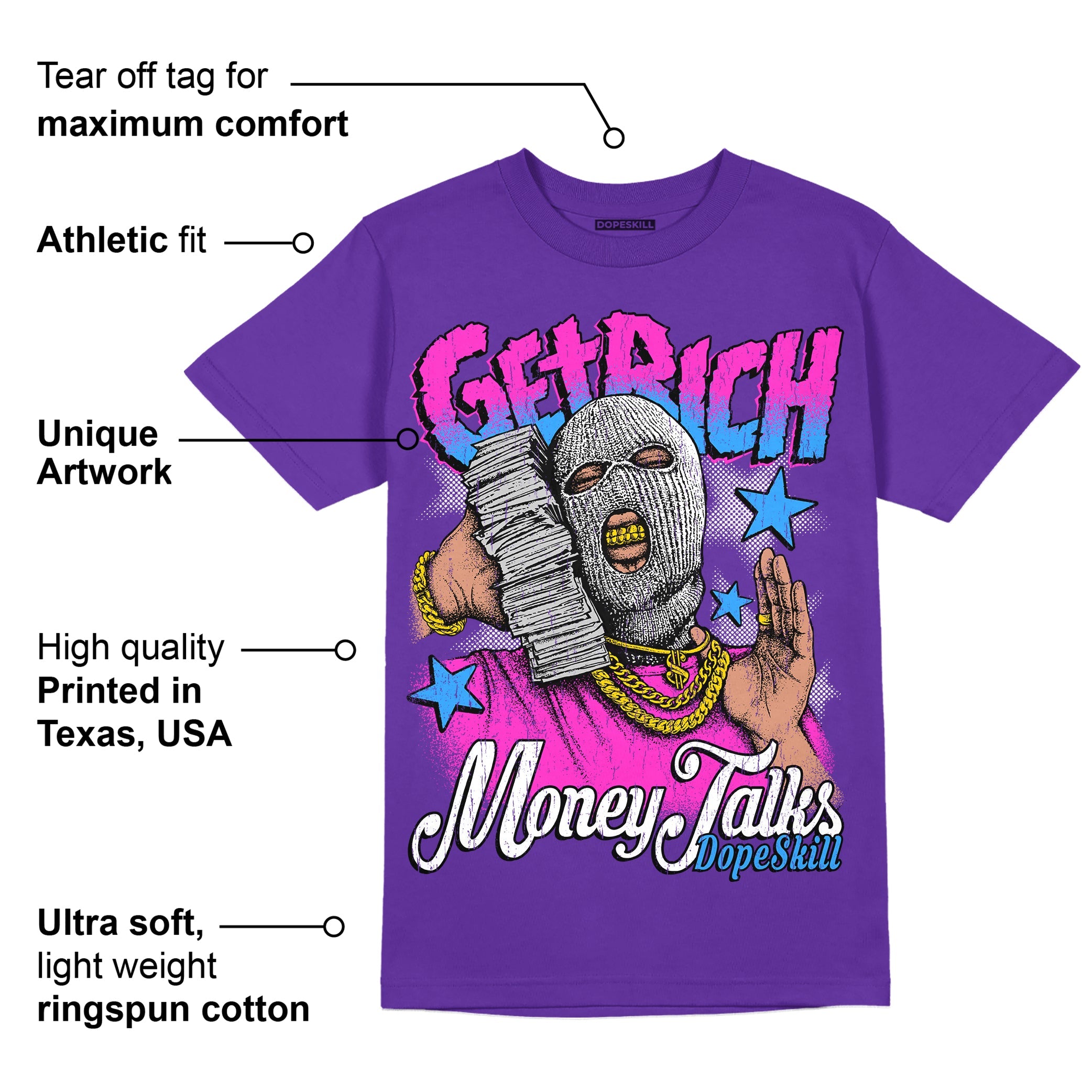 PURPLE Collection superstreetwear Purple T-shirt Get Rich Graphic