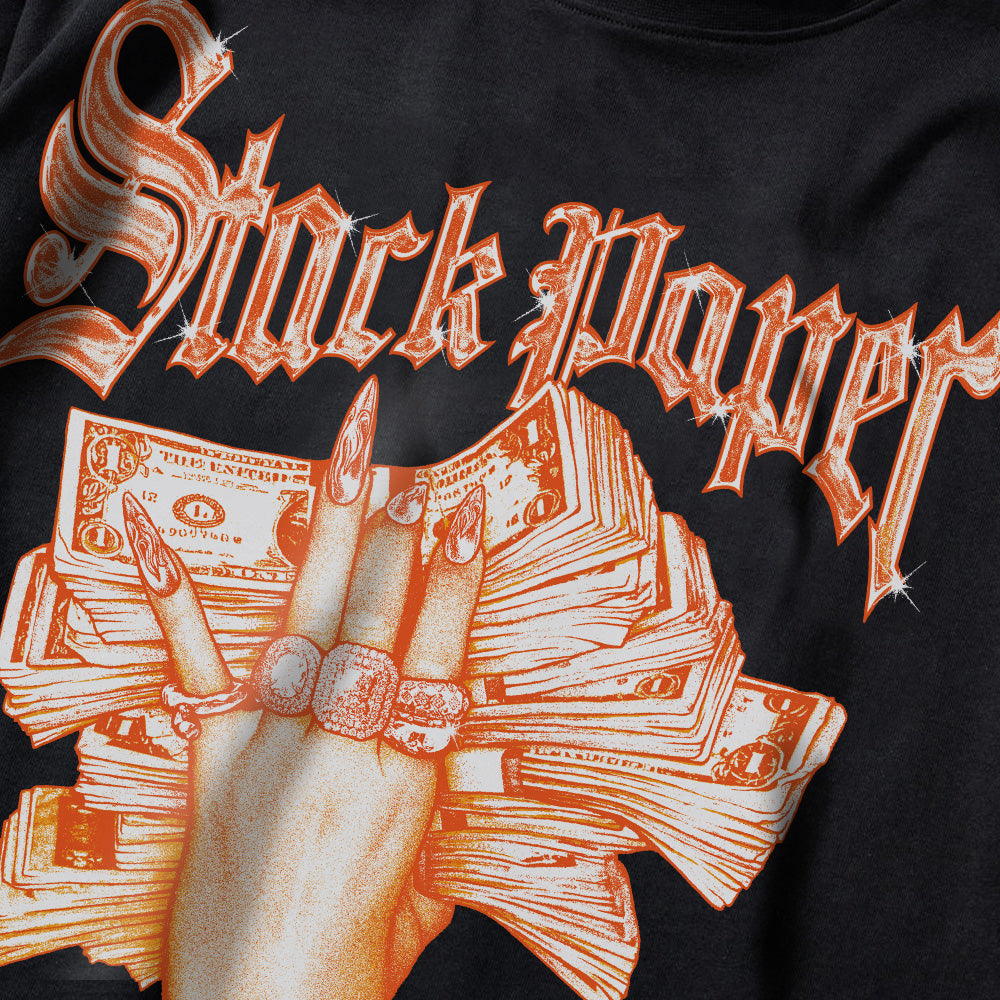 Stack Paper Orange Black White Graphic superstreetwear Premium T-Shirt