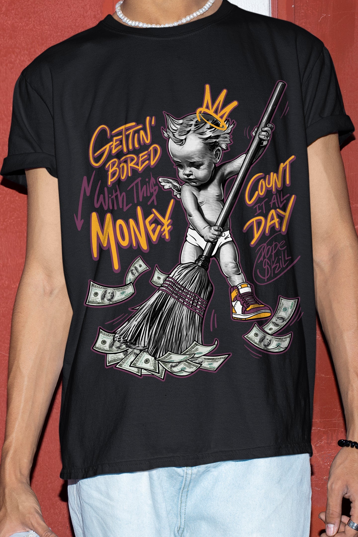 AJ 1 Retro High OG Brotherhood superstreetwear T-Shirt Gettin Bored With This Money Graphic