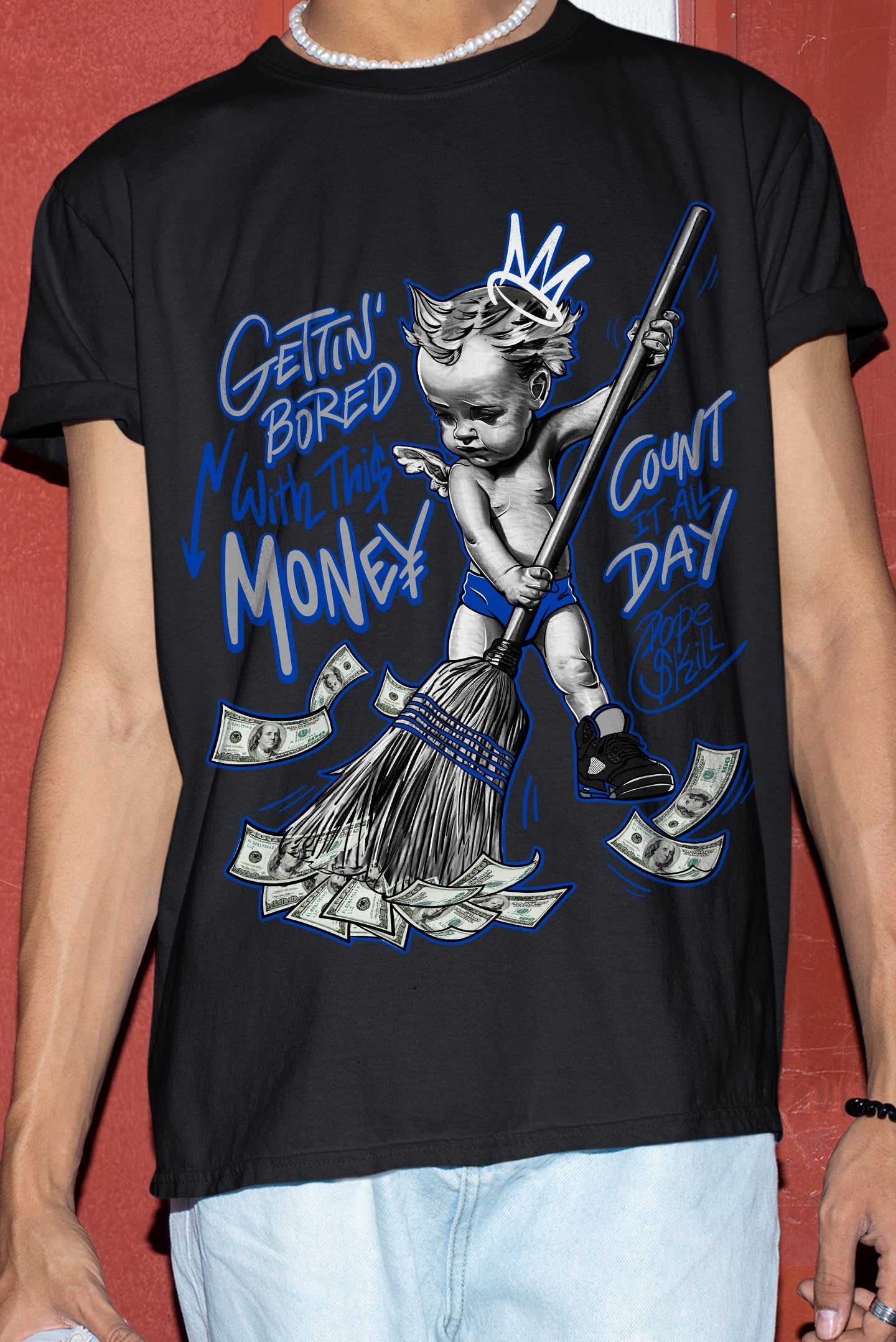 AJ 5 Racer Blue superstreetwear T-Shirt Gettin Bored With This Money Graphic