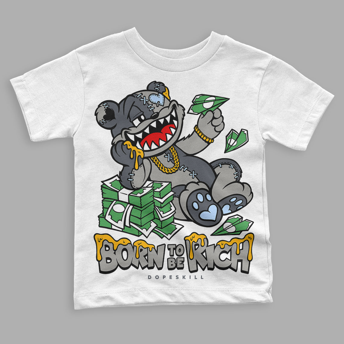 Cool Grey 11s superstreetwear Toddler Kids T-shirt Born To Be Rich Graphic