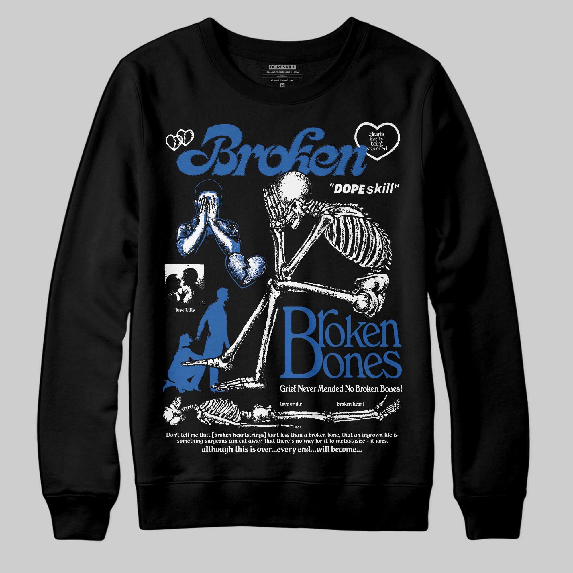 Blueberry 12s superstreetwear Sweatshirt Broken Bones Graphic