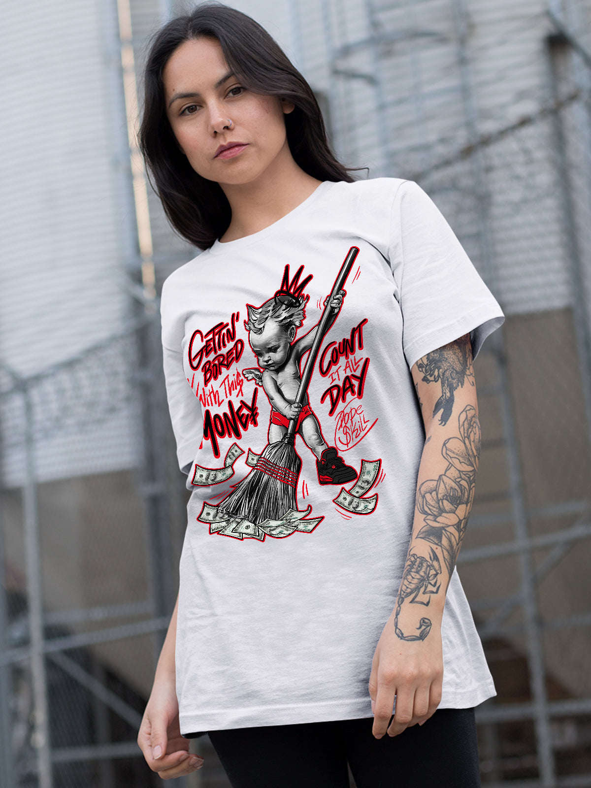 AJ 4 Red Thunder superstreetwear T-shirt Gettin Bored With This Money Graphic