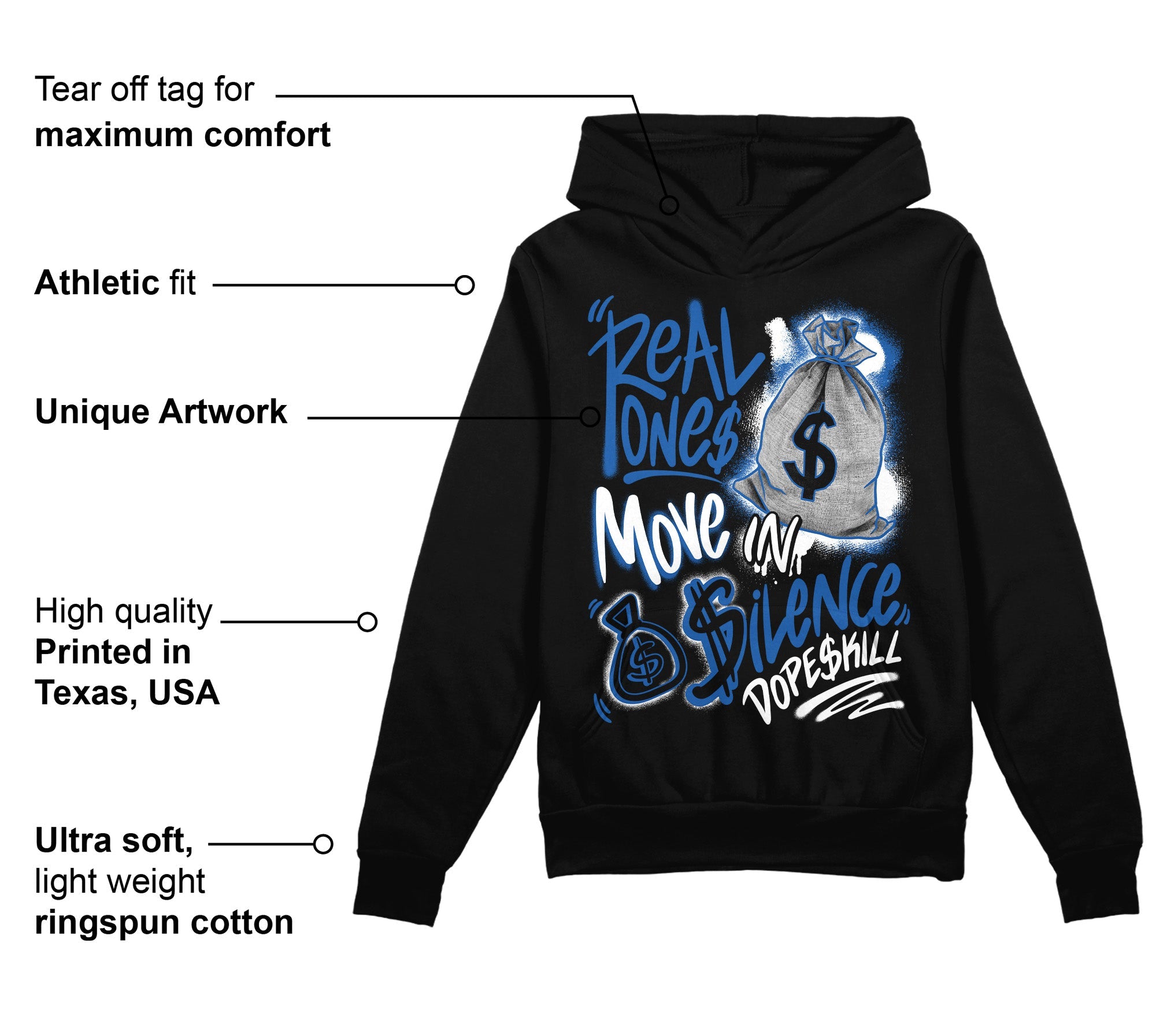 Space Jam 11s superstreetwear Hoodie Sweatshirt Real Ones Move In Silence Graphic