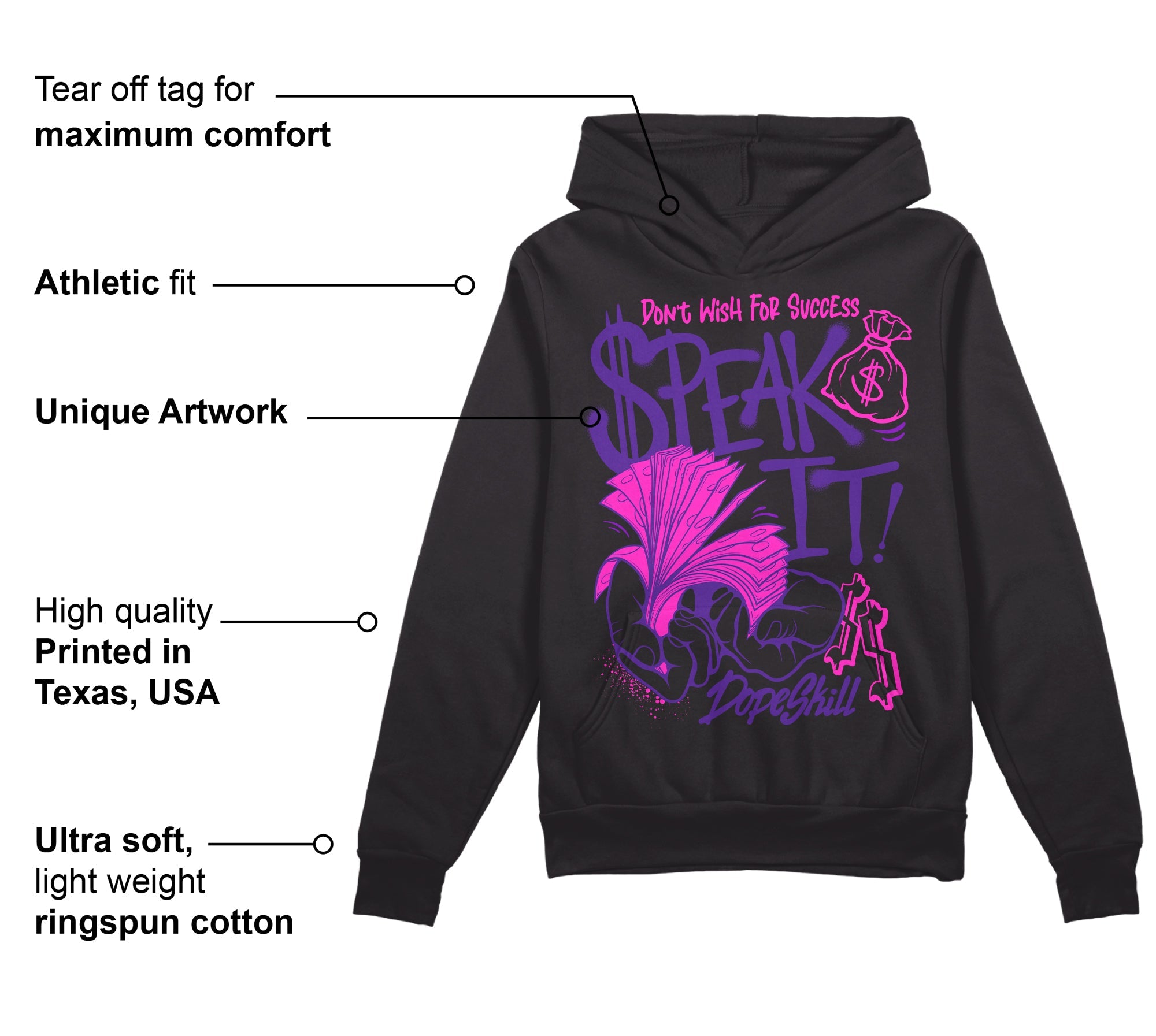 PURPLE Collection superstreetwear Hoodie Sweatshirt Speak It Graphic
