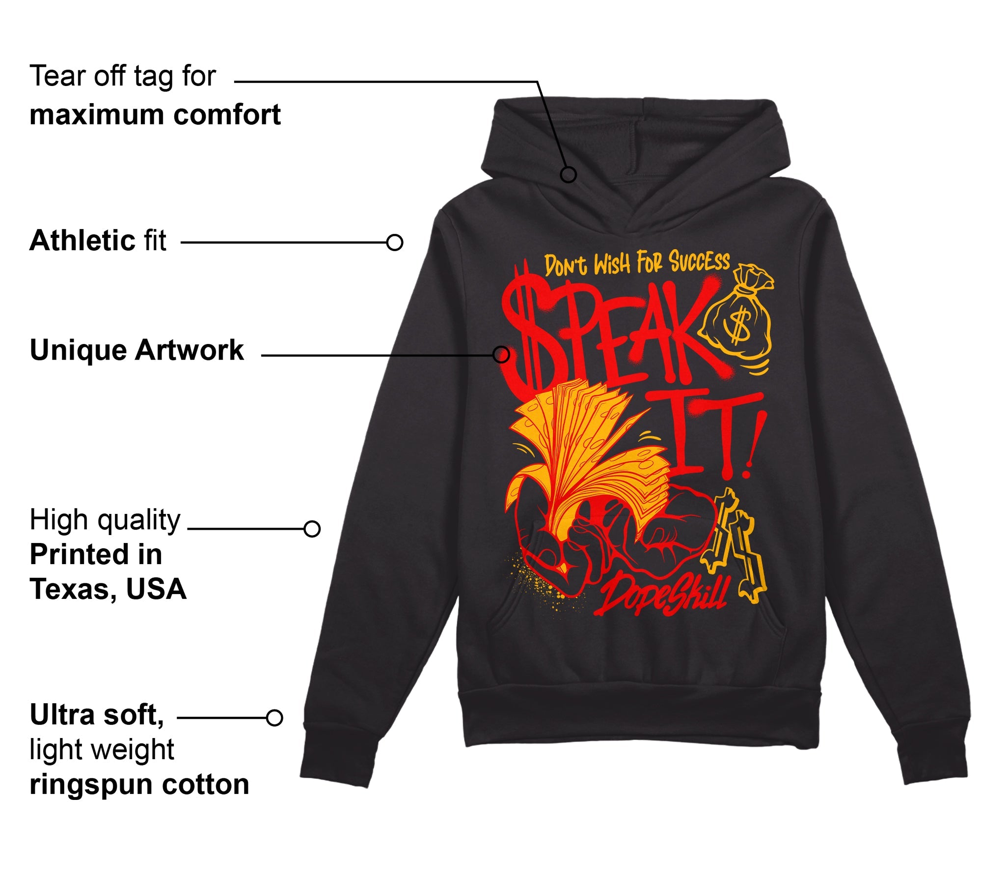 Red Collection superstreetwear Hoodie Sweatshirt Speak It Graphic