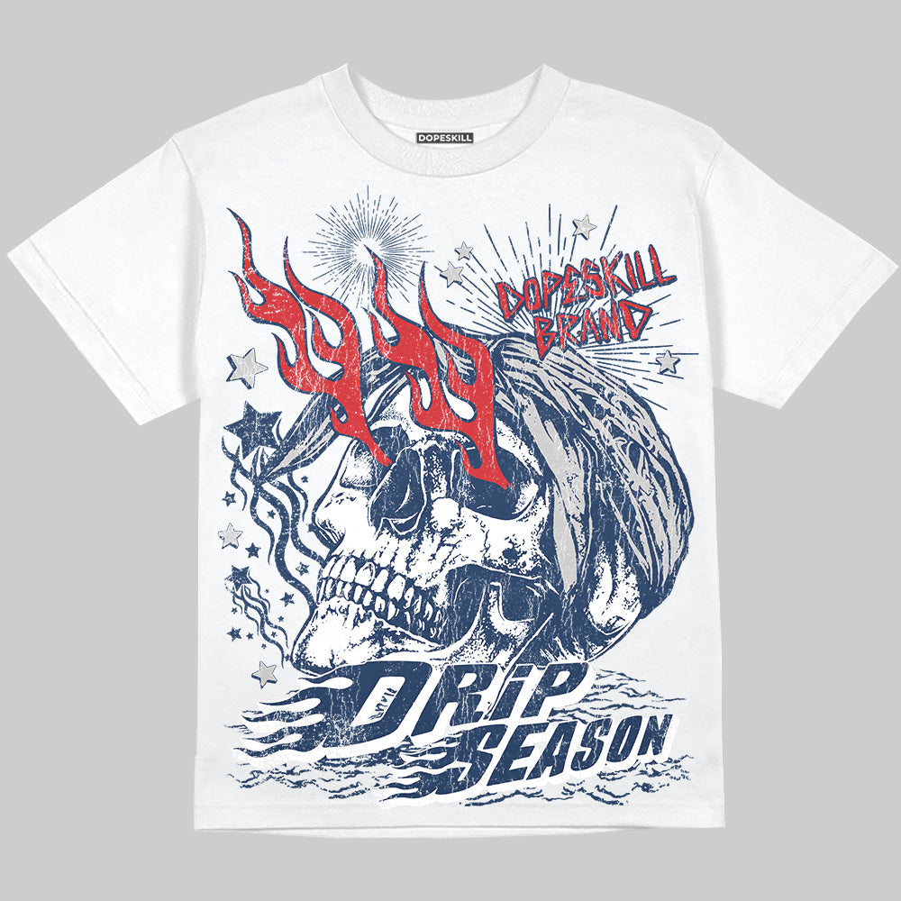 Summit White Navy 4s superstreetwear Oversize Print T-Shirt Drip Season Graphic