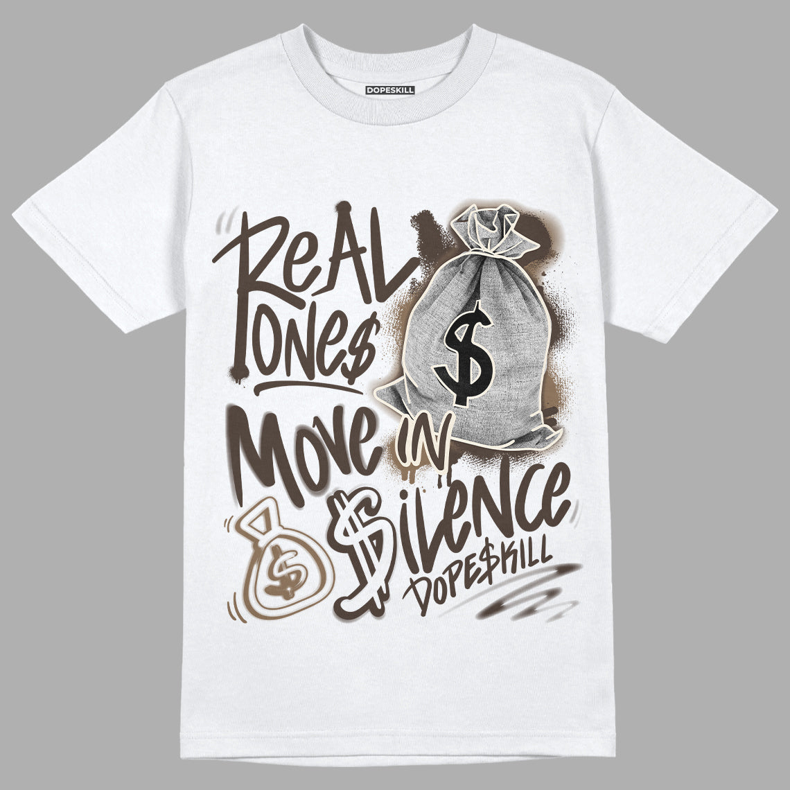 AJ 1 Low OG a??Reverse Mochaa?? superstreetwear T-Shirt Real Ones Move In Silence Graphic