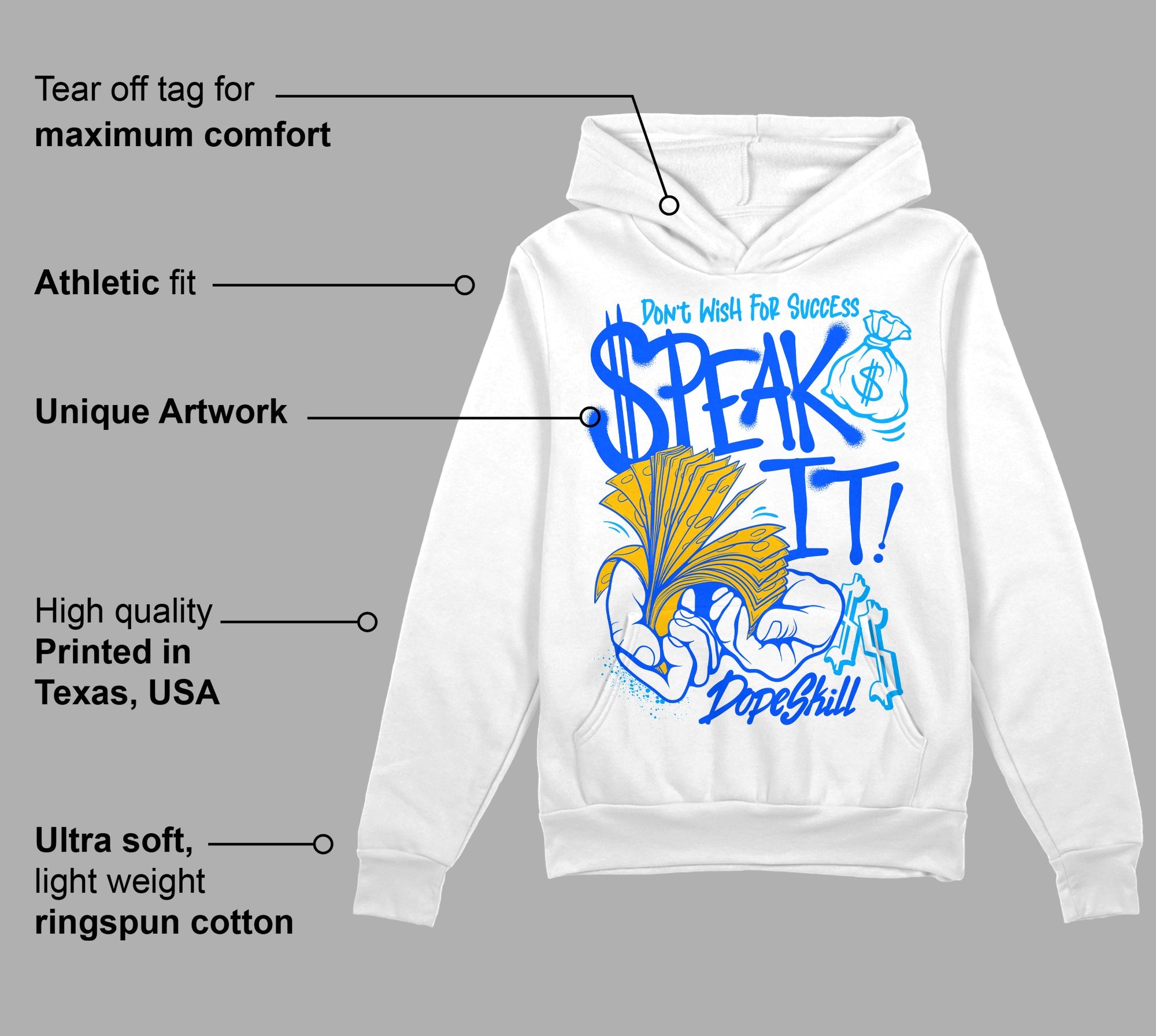 Royal Blue Collection superstreetwear Hoodie Sweatshirt Speak It Graphic