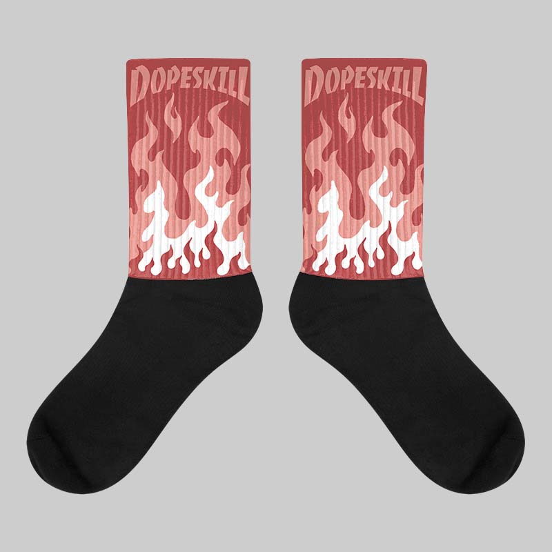 Dune Red 13s superstreetwear Sublimated Socks FIRE Graphic