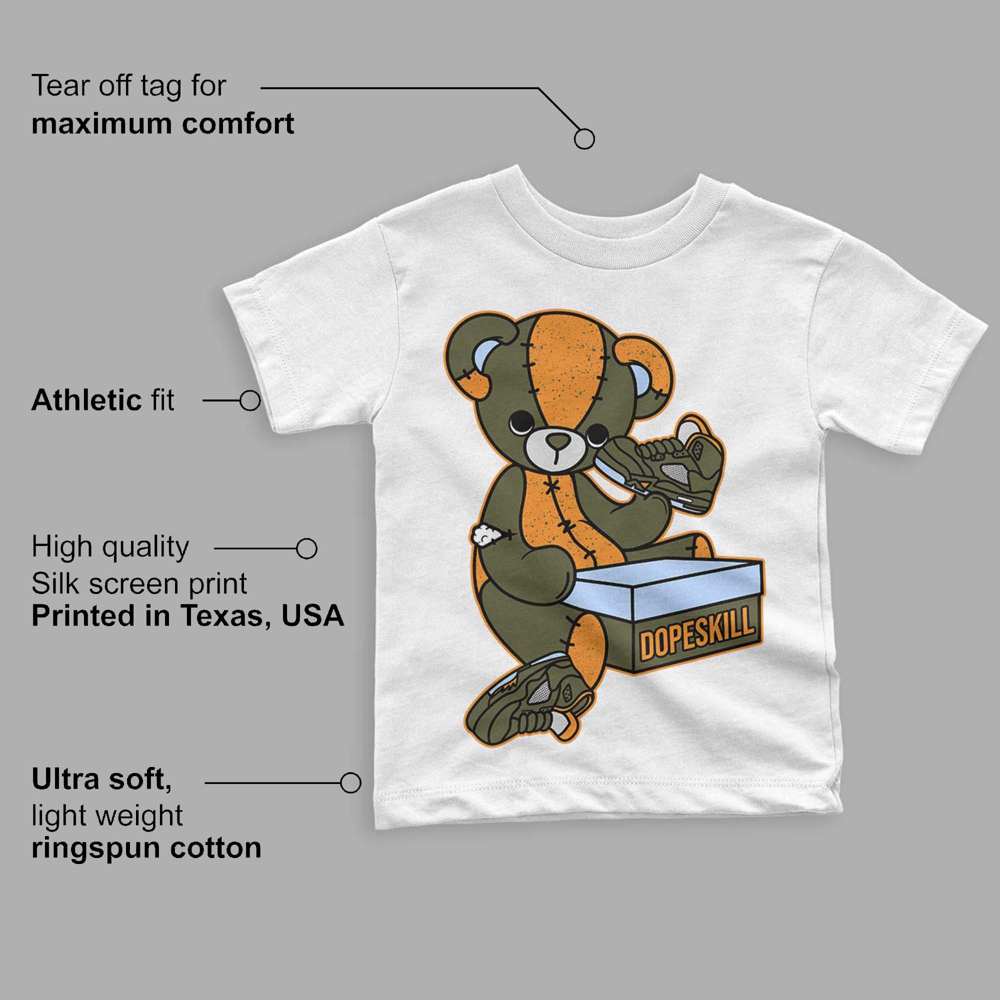 Olive 5s superstreetwear Toddler Kids T-shirt Sneakerhead BEAR Graphic