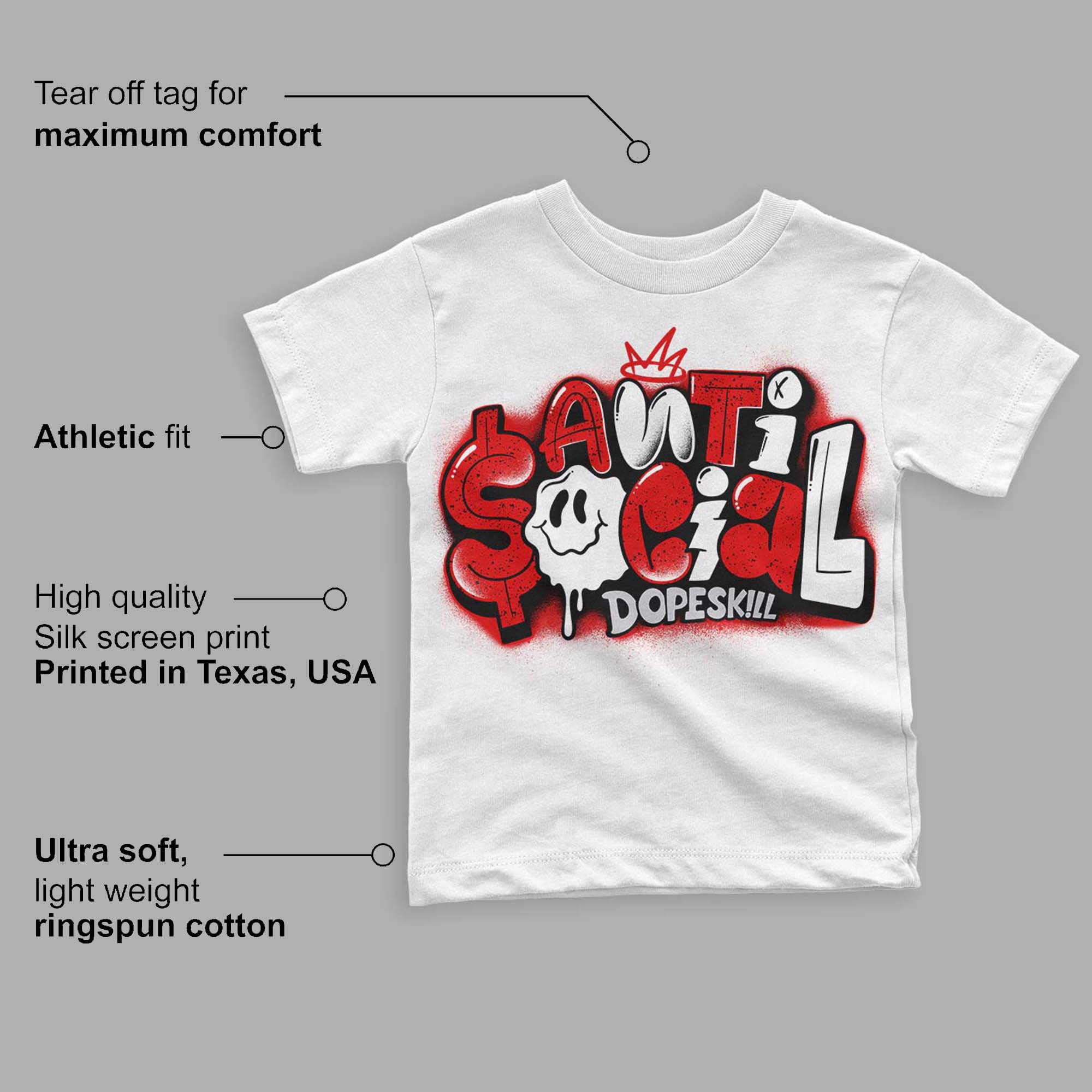 Red Cement 4S superstreetwear Toddler Kids T-shirt Anti Social Graphic