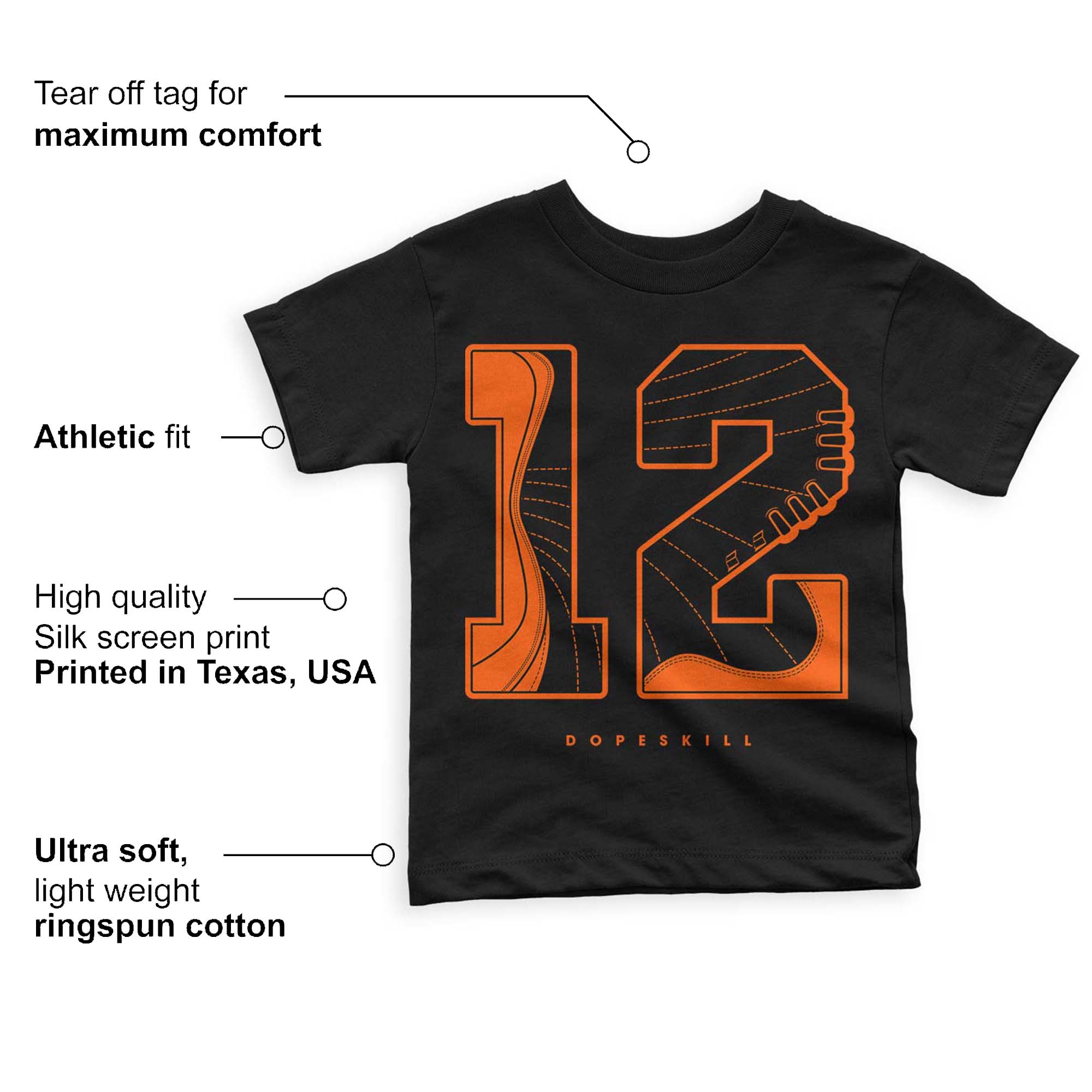 Brilliant Orange 12s superstreetwear Toddler Kids T-shirt No.12 Graphic