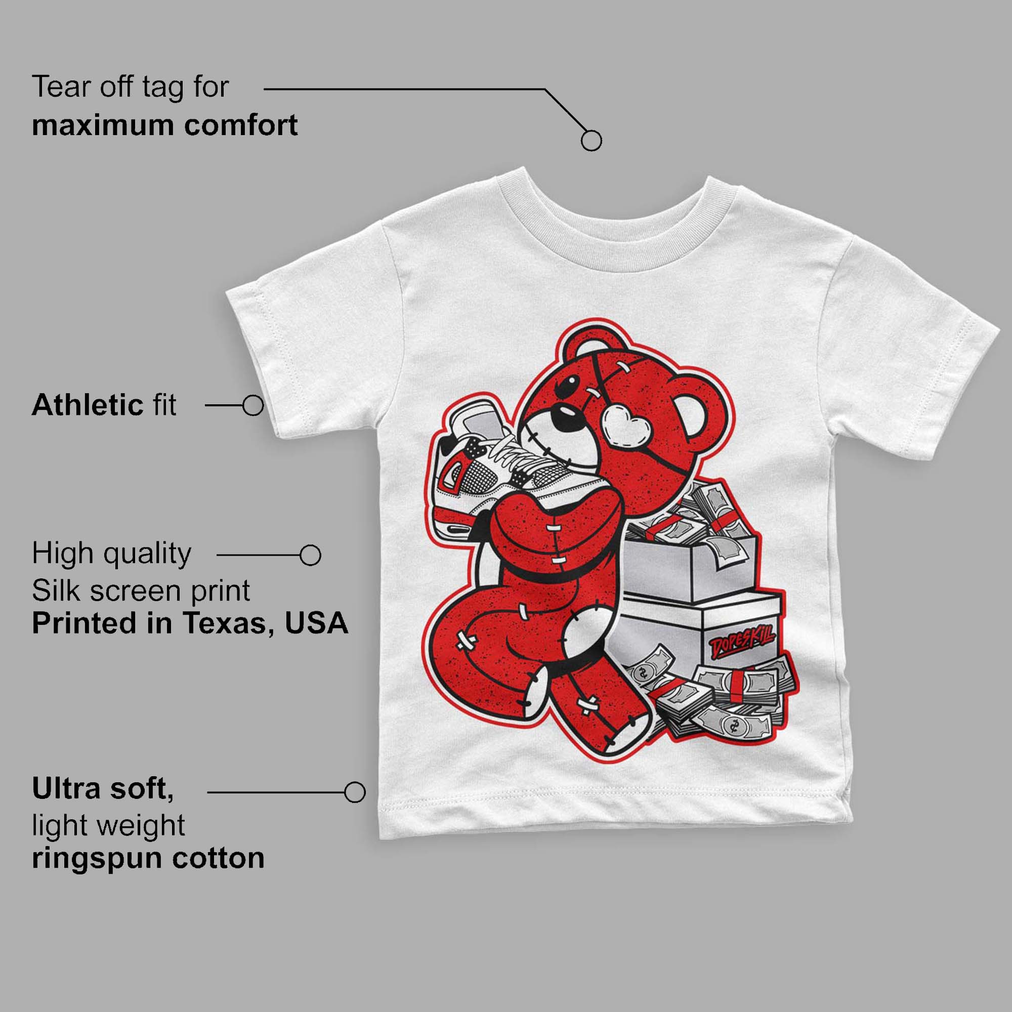 Red Cement 4S superstreetwear Toddler Kids T-shirt Bear Steals Sneaker Graphic