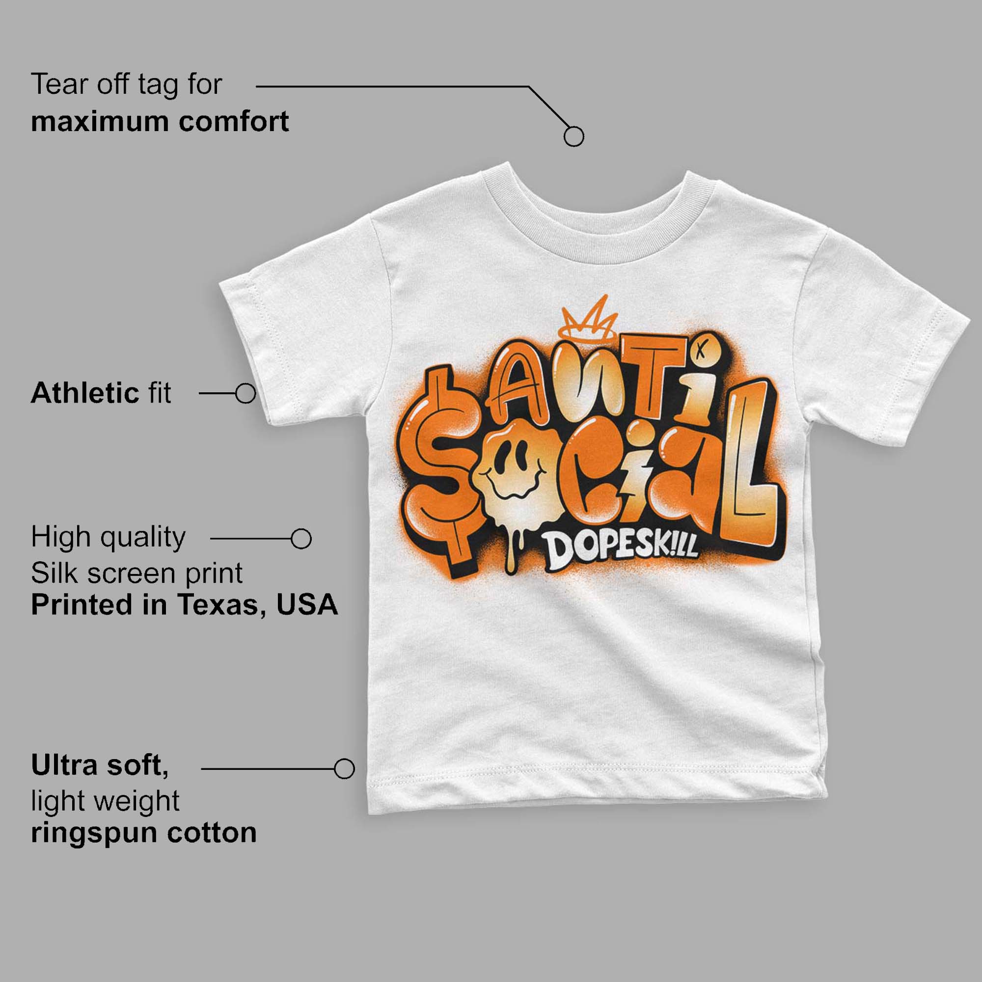 Dunk Low Magma Orange superstreetwear Toddler Kids T-shirt Anti Social Graphic