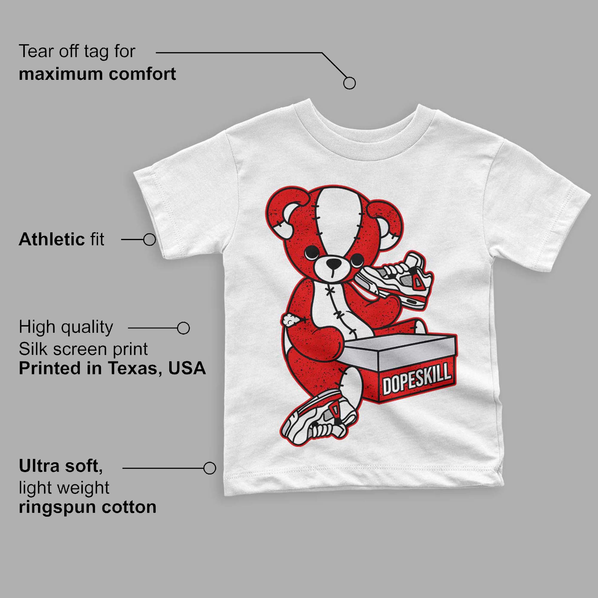 Red Cement 4S superstreetwear Toddler Kids T-shirt Sneakerhead BEAR Graphic