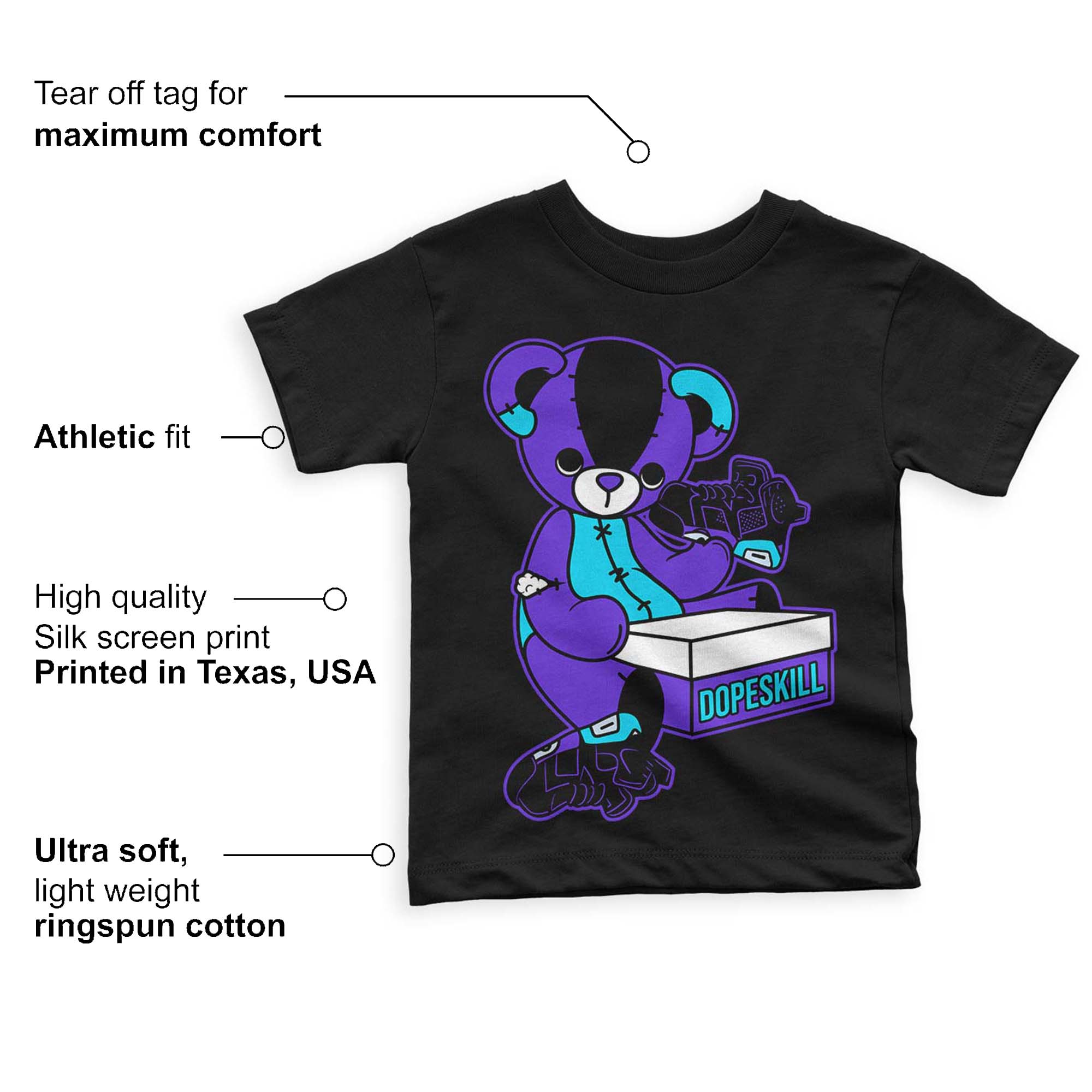 Aqua 6s superstreetwear Toddler Kids T-shirt Sneakerhead BEAR Graphic