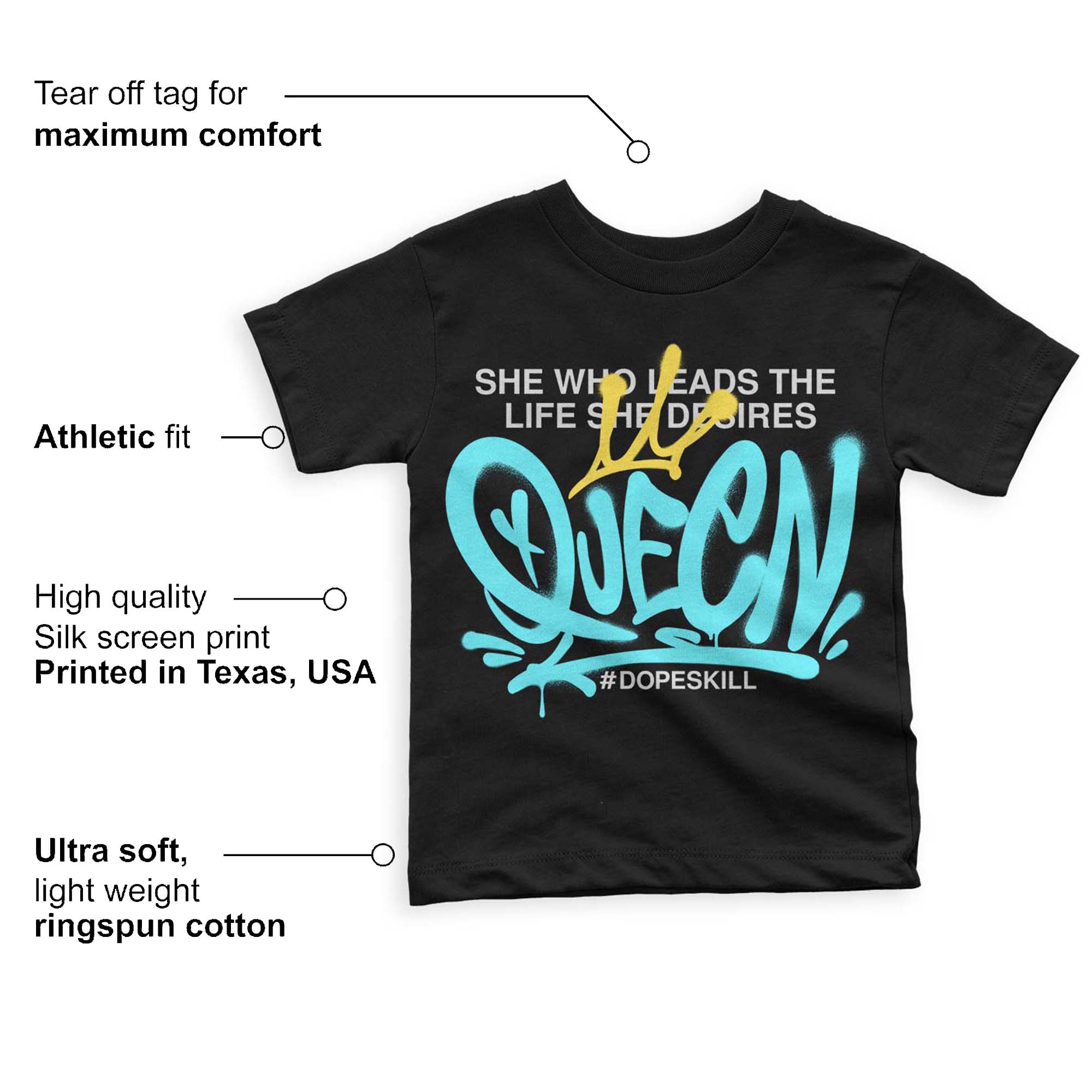 Aqua 5s superstreetwear Toddler Kids T-shirt Queen Graphic