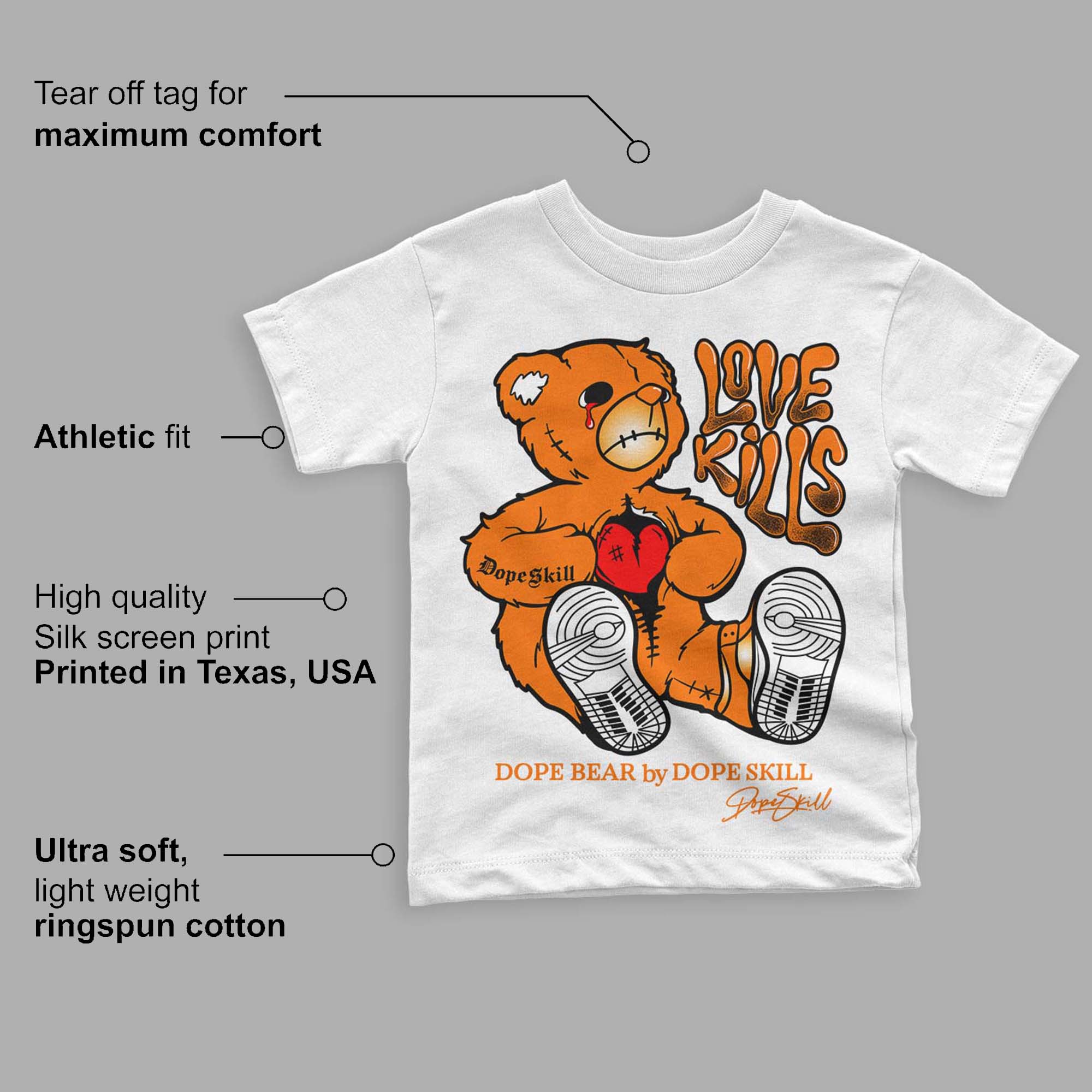 Dunk Low Magma Orange superstreetwear Toddler Kids T-shirt Love Kills Graphic