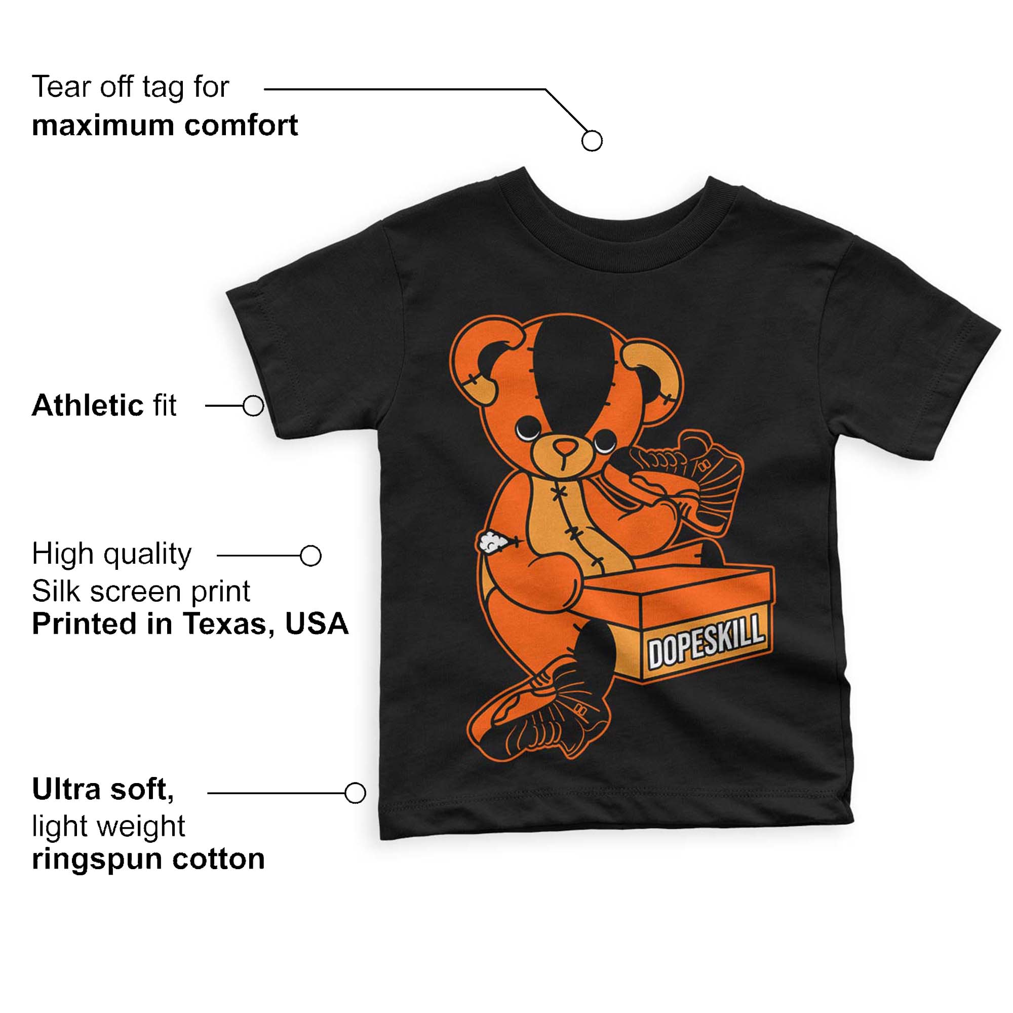 Brilliant Orange 12s superstreetwear Toddler Kids T-shirt Sneakerhead BEAR Graphic