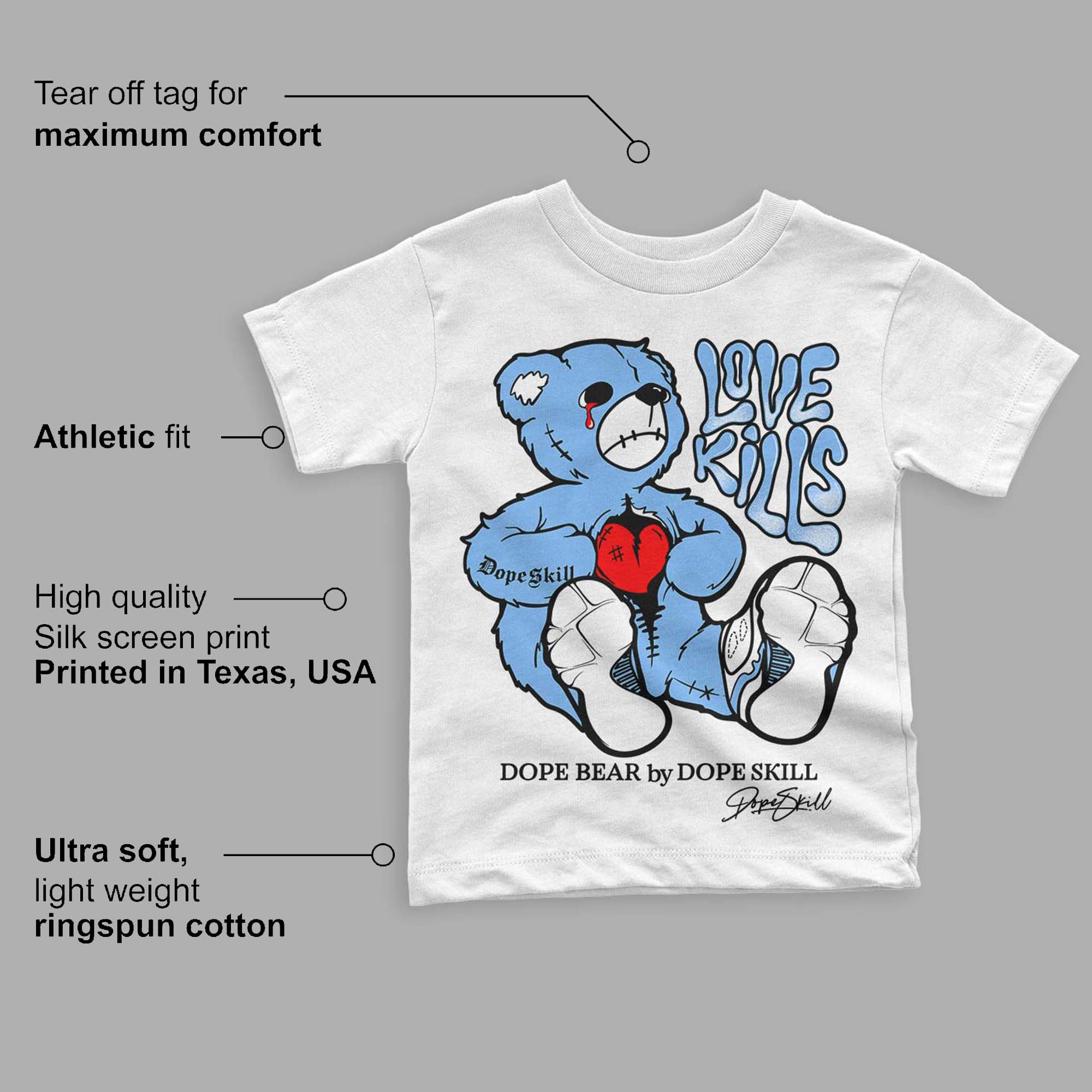 Powder Blue 9s superstreetwear Toddler Kids T-shirt Love Kills Graphic