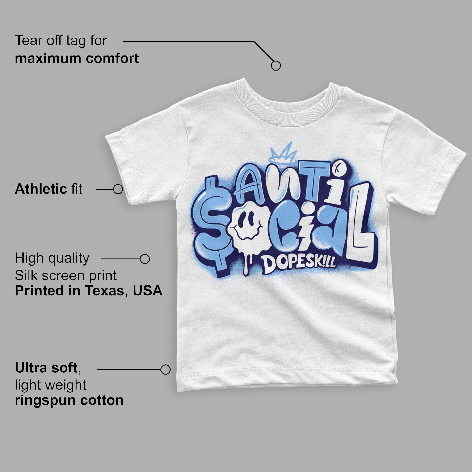 University Blue 6s superstreetwear Toddler Kids T-shirt Anti Social Graphic