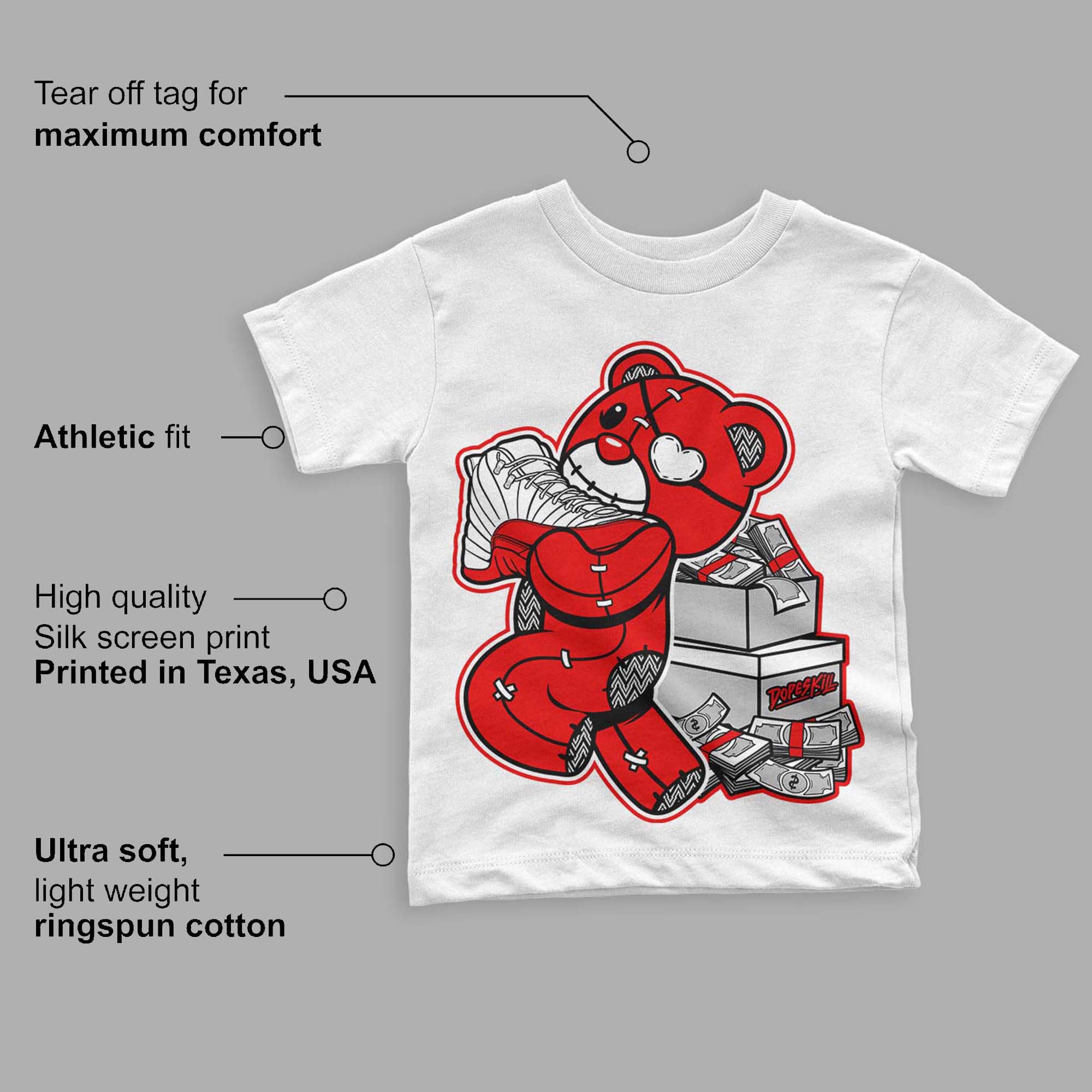 Cherry 12s superstreetwear Toddler Kids T-shirt Bear Steals Sneaker Graphic