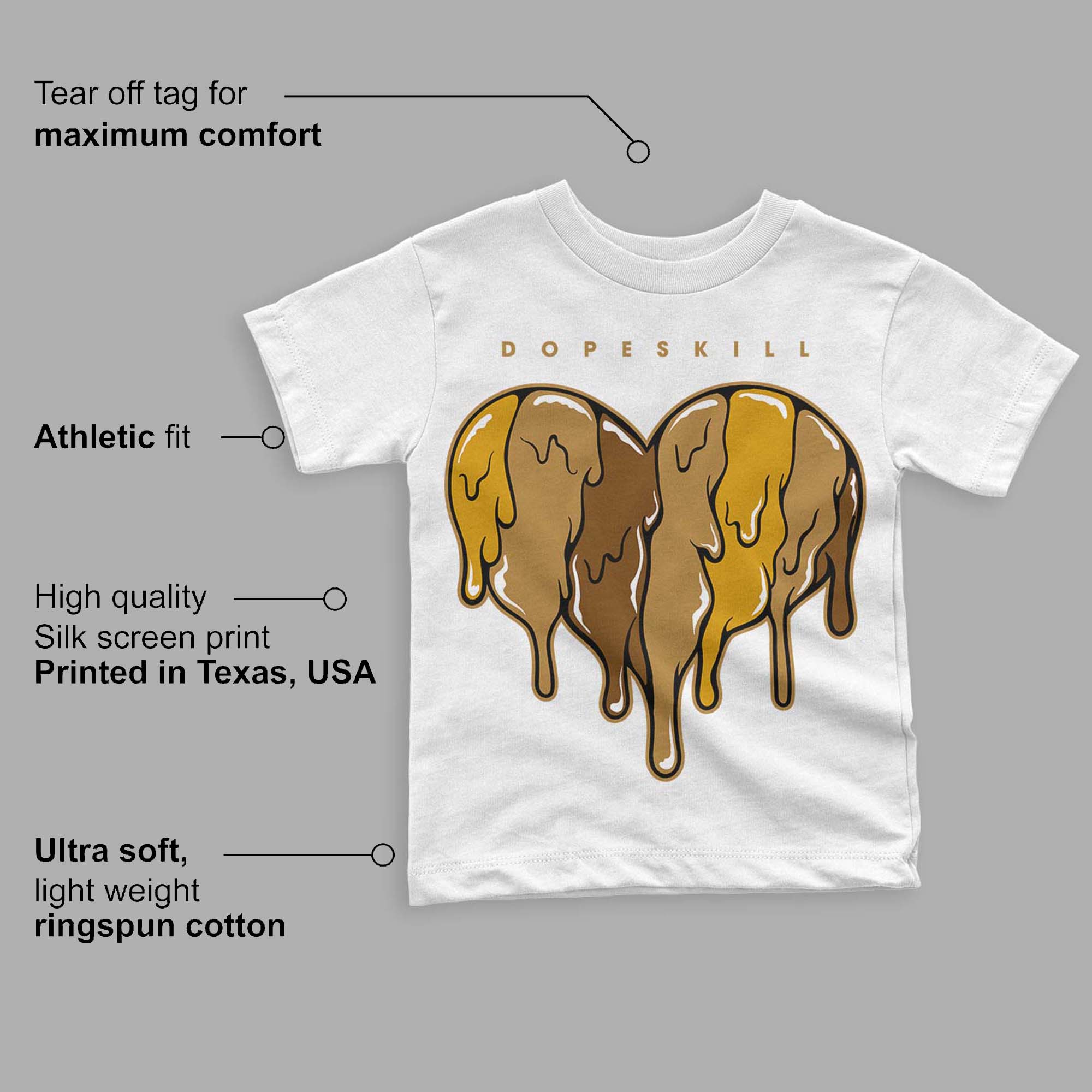 Wheat 13s superstreetwear Toddler Kids T-shirt Slime Drip Heart Graphic
