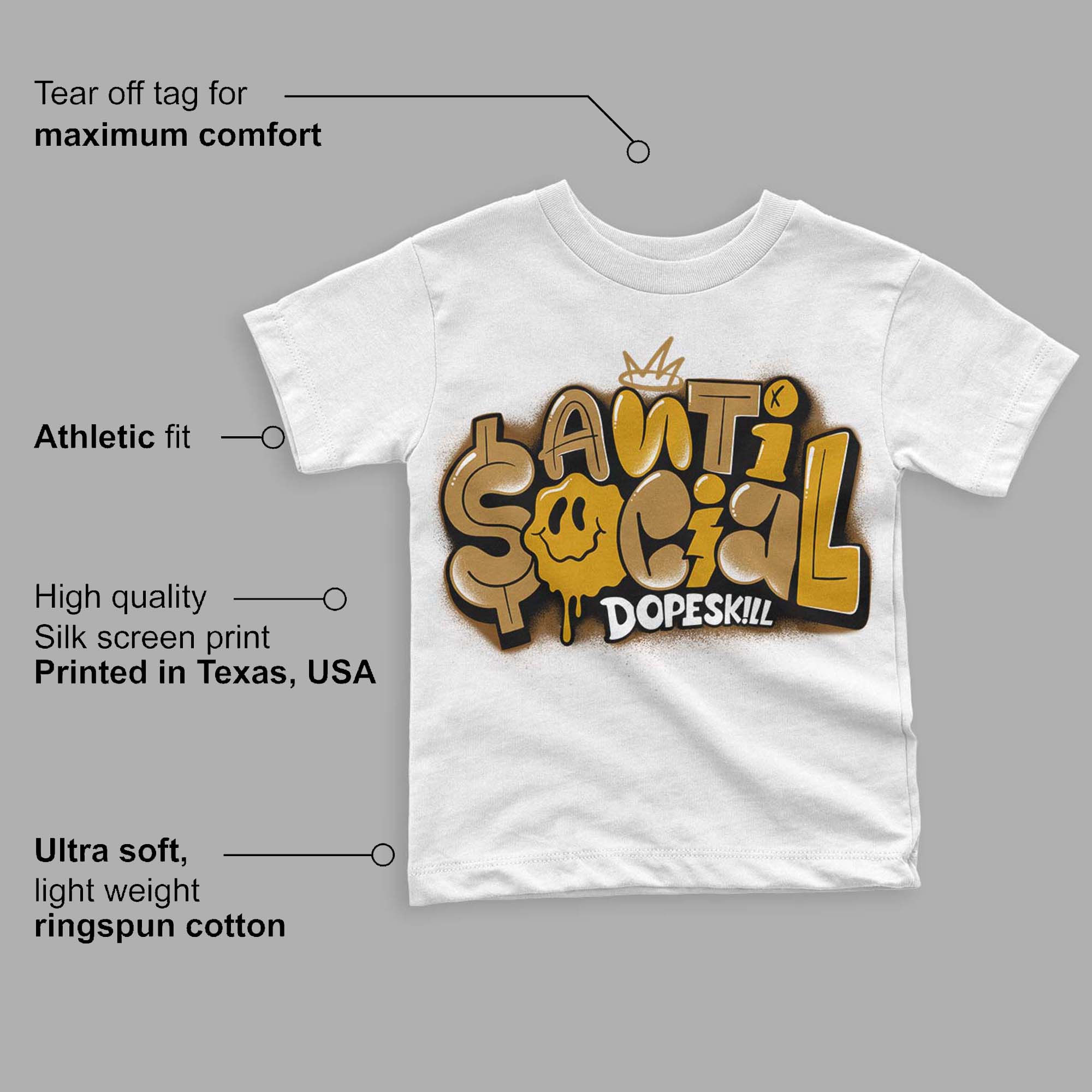 Wheat 13s superstreetwear Toddler Kids T-shirt Anti Social Graphic