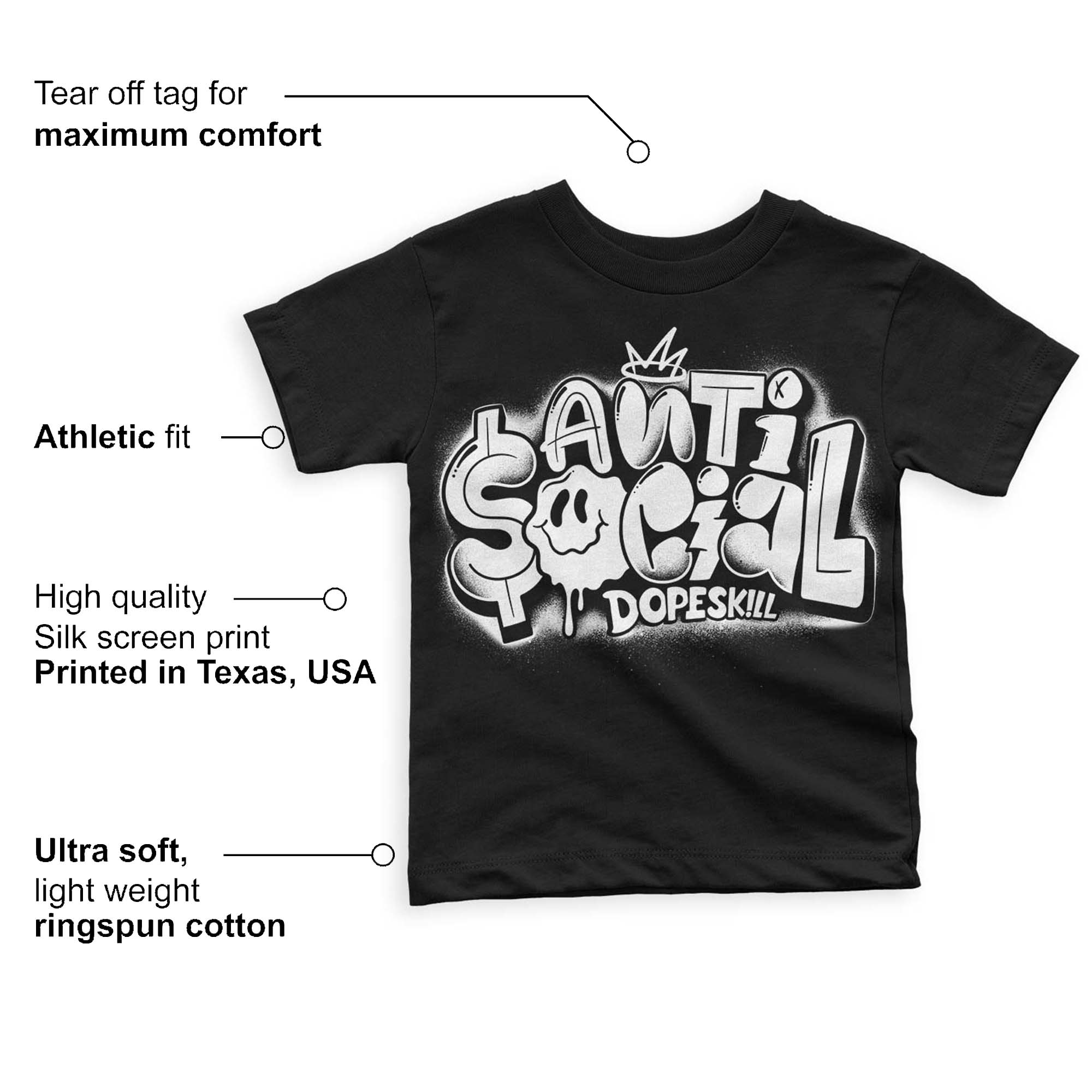 Panda White Black Dunk Low superstreetwear Toddler Kids T-shirt Anti Social Graphic