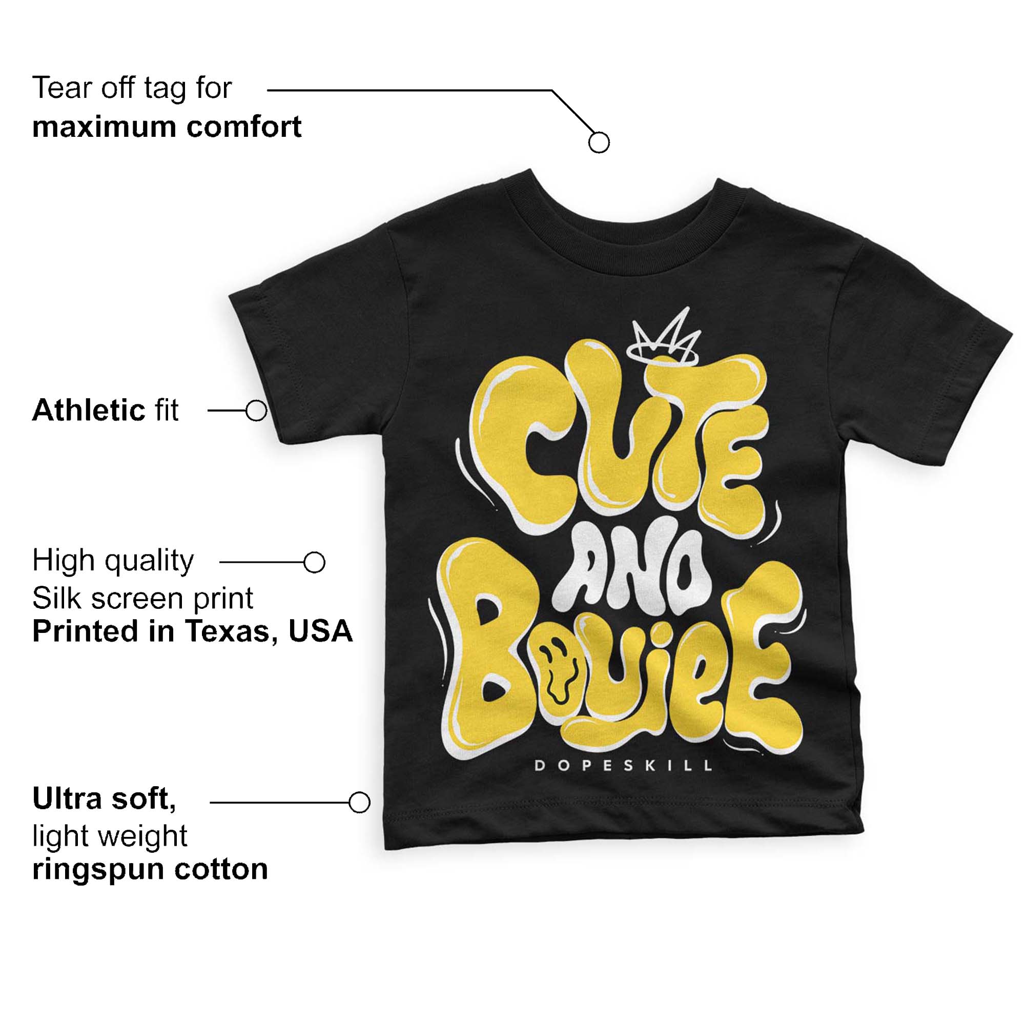 Black Tour Yellow AJ 4 Thunder superstreetwear Toddler Kids T-shirt Cute and Boujee Graphic