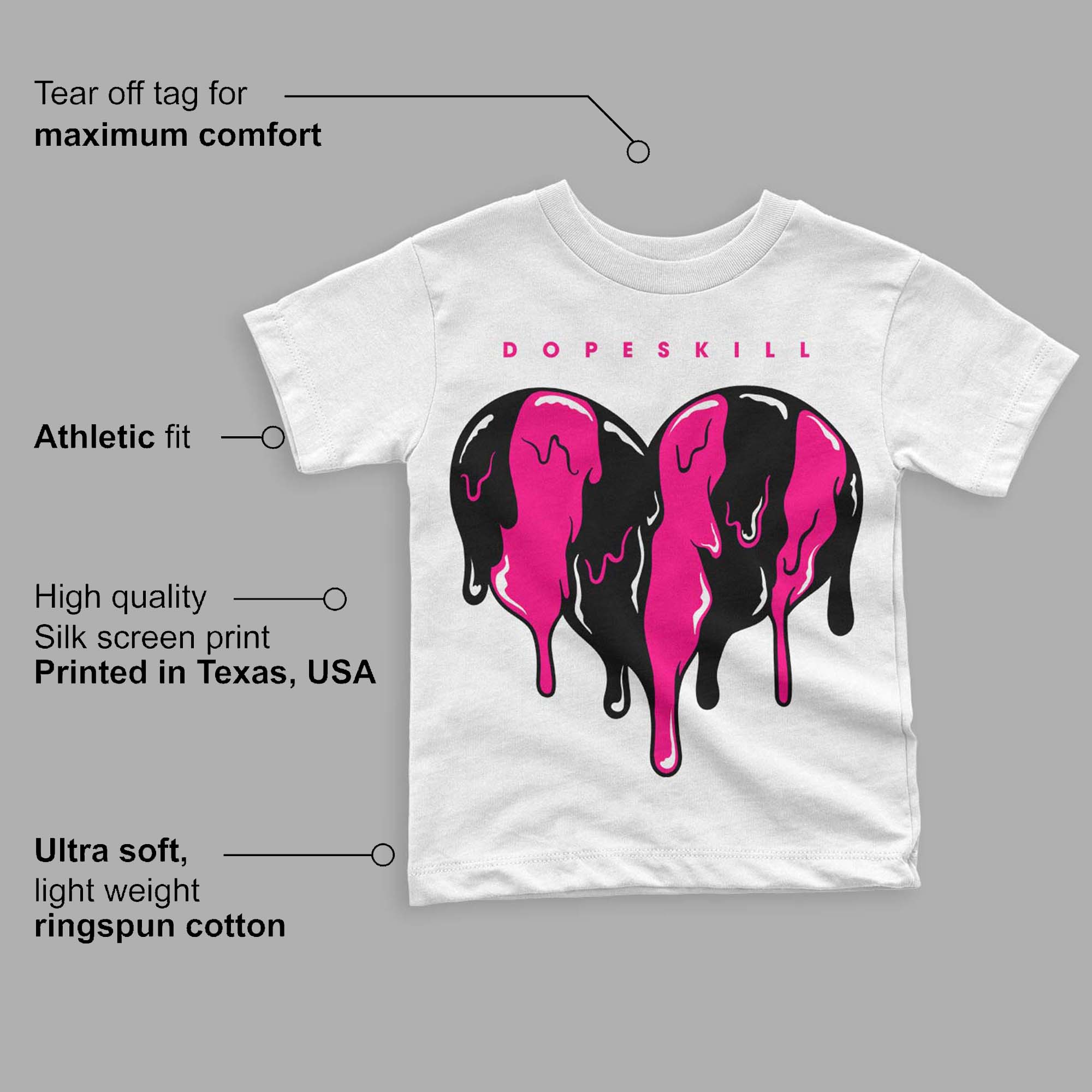 Fierce Pink 1s superstreetwear Toddler Kids T-shirt Slime Drip Heart Graphic