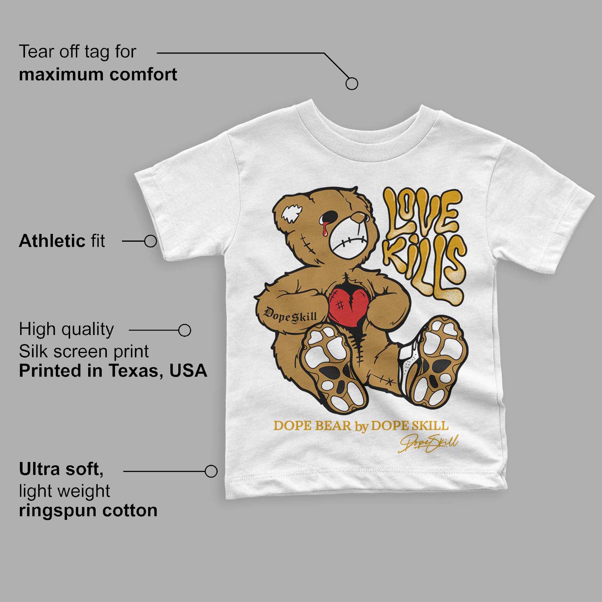 Wheat 13s superstreetwear Toddler Kids T-shirt Love Kills Graphic